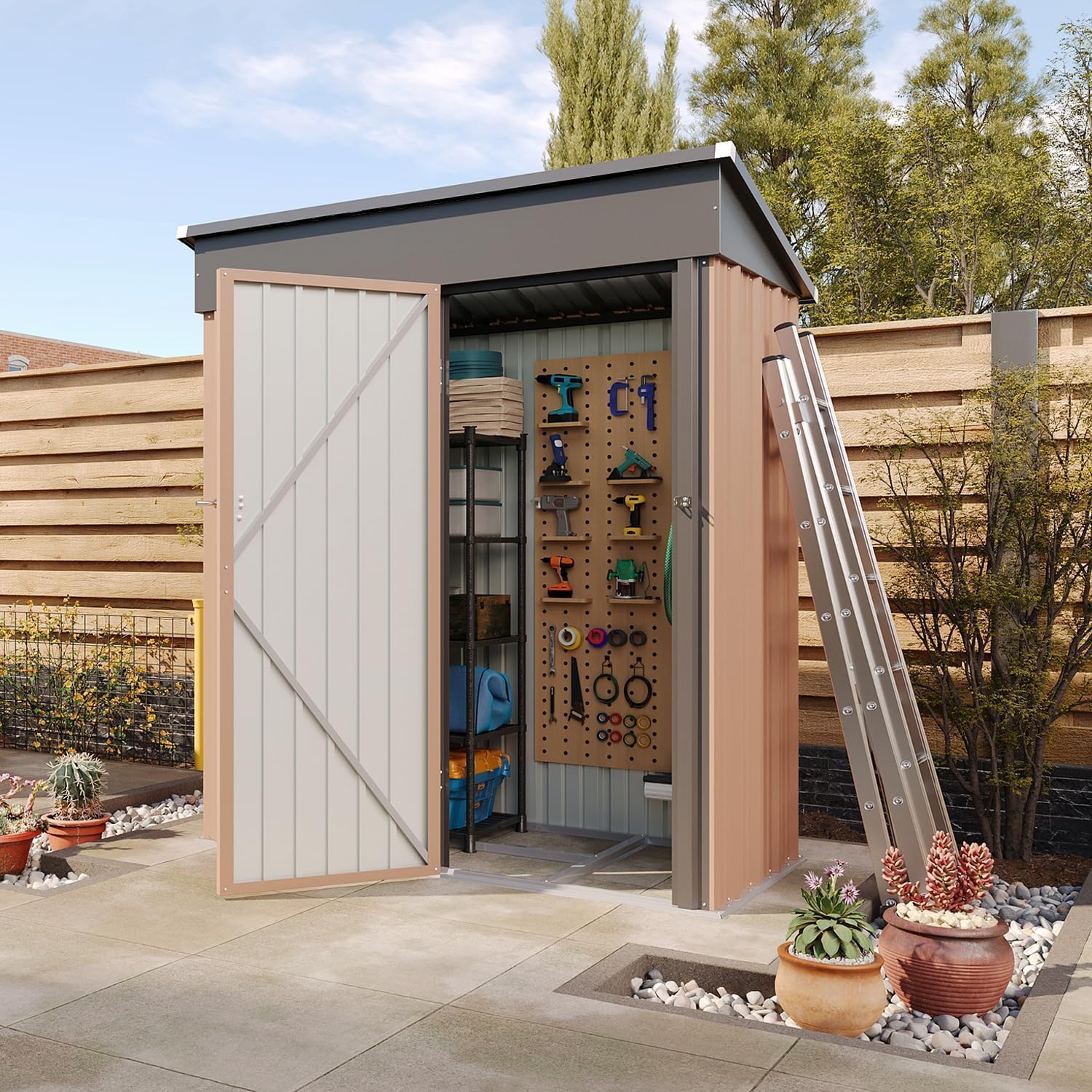 5' x 3' Metal Storage Shed with Steel Base