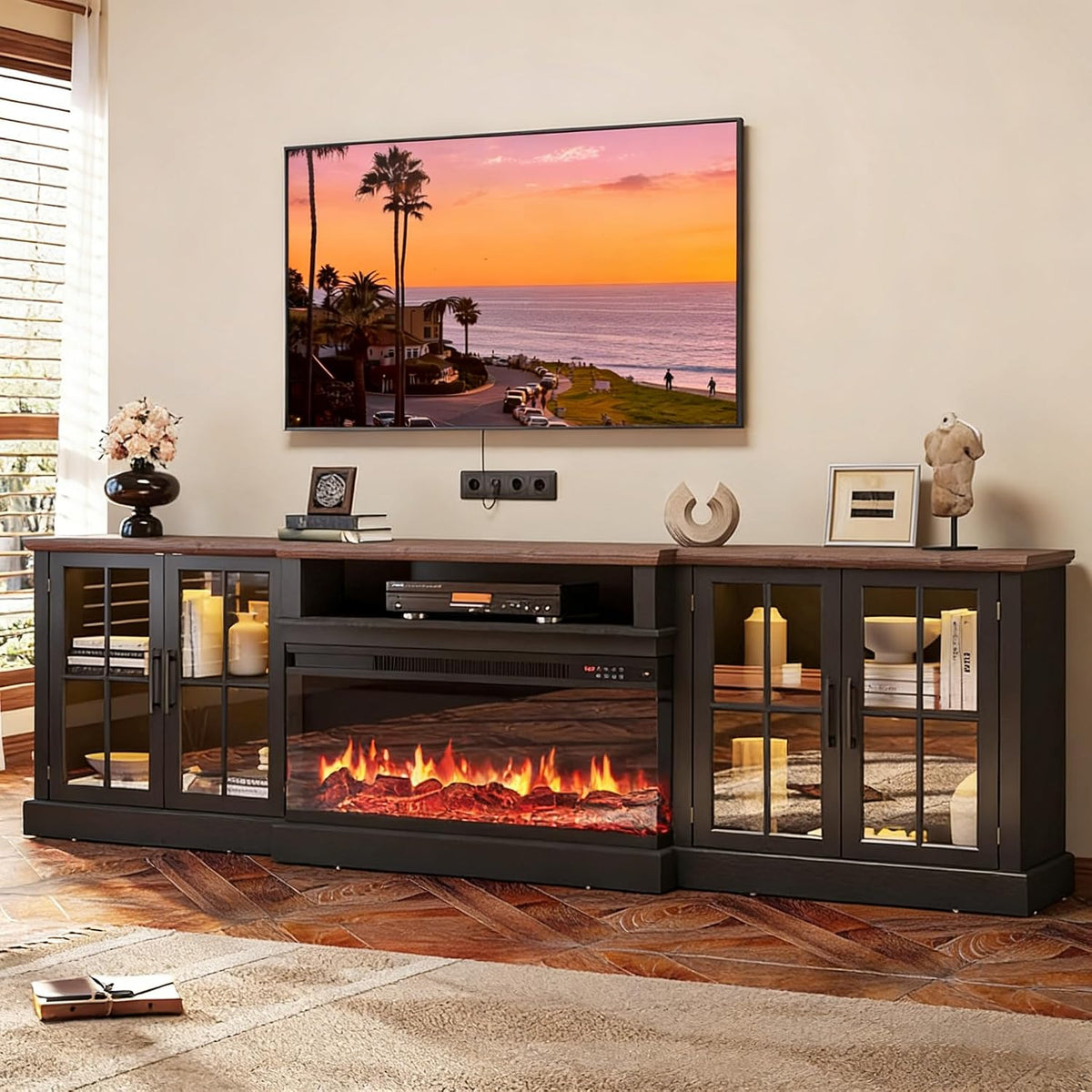 Aoxun Farmhouse Fireplace TV Stand