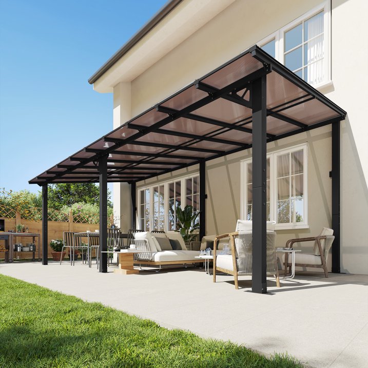 AOXUN 10' x 20' Hardtop Gazebo Outdoor Aluminum Pergola For Garden, Patio, Backyard-Black