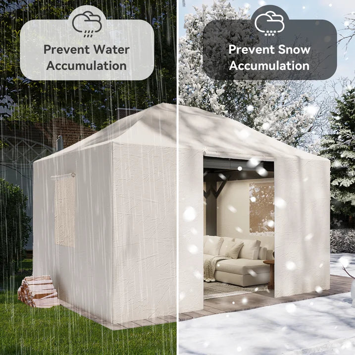 Aoxun Winter Cover 16' x 12' for Hardtop Gazebos,Outdoor Gazebo Cover with Sidewalls and Mesh Windows, All Season Waterproof Enclosed Canopy Covers, White(Gazebo not Included)