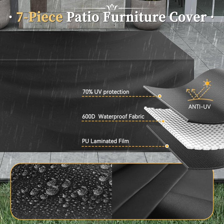 Aoxun 14 Piece Patio Furniture Set Wicker Rattan Patio Conversation Set Outdoor Sectional Sofa Set with Coffee Table and 4” Thickened Cushions, Gray(Waterproof Cover Included)