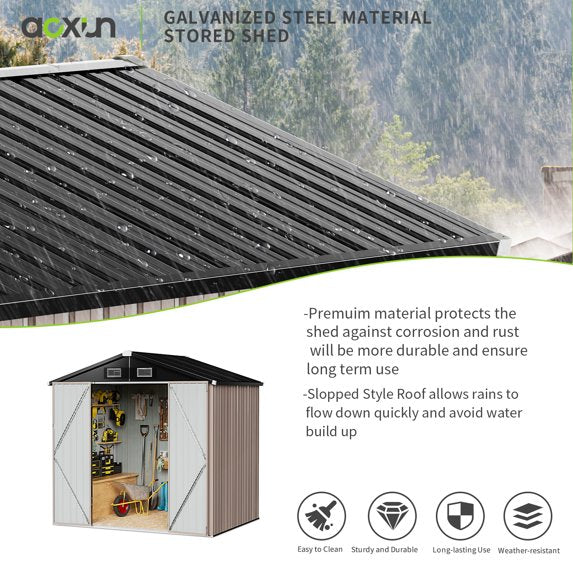 Aoxun 6'x4' Outdoor Metal Shed, Storage Shed with Door & Lock, Garden Shed for Backyard, Patio, Lawn