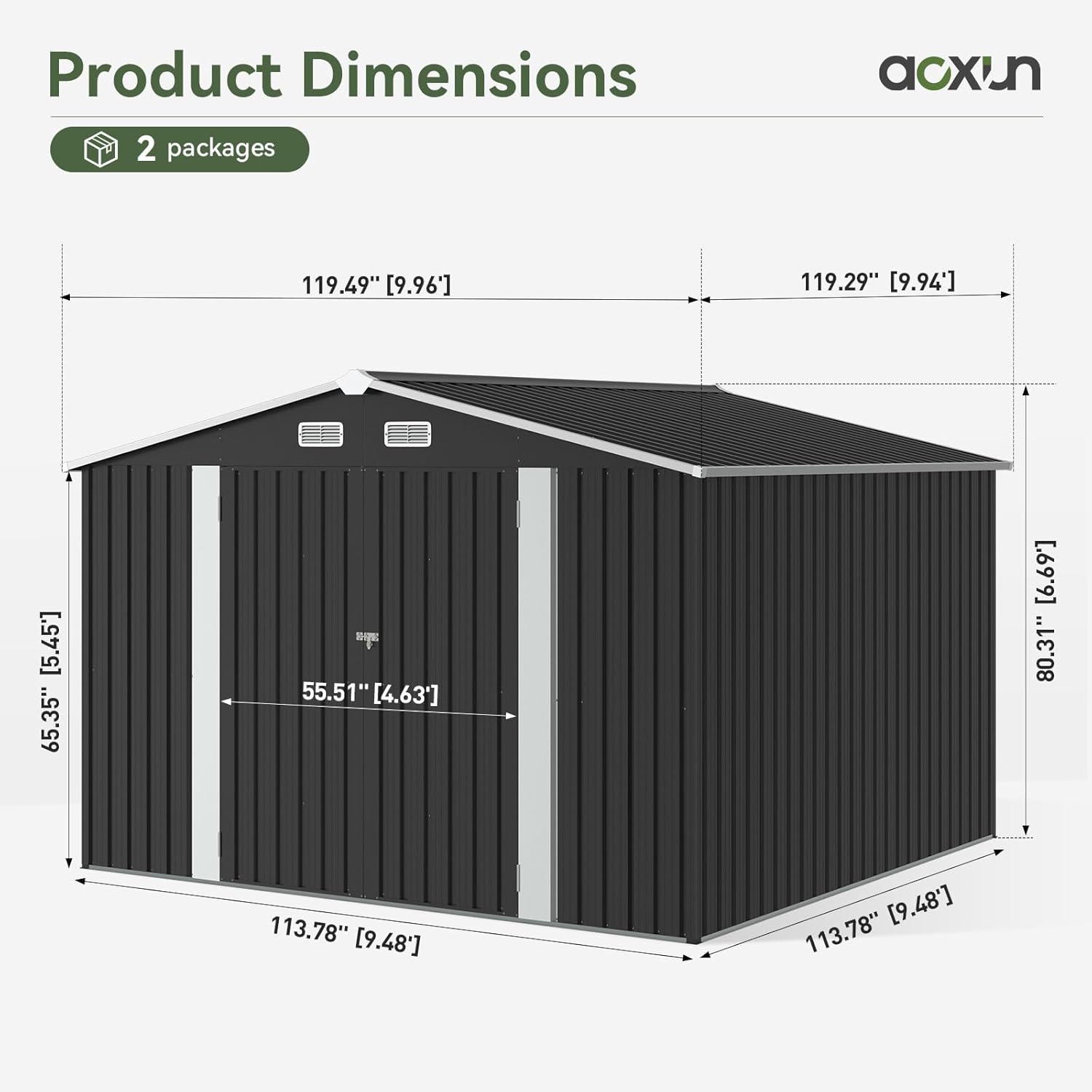 Utility Metal Shed, Steel Tool Shed with Air Vent and Lockable Door