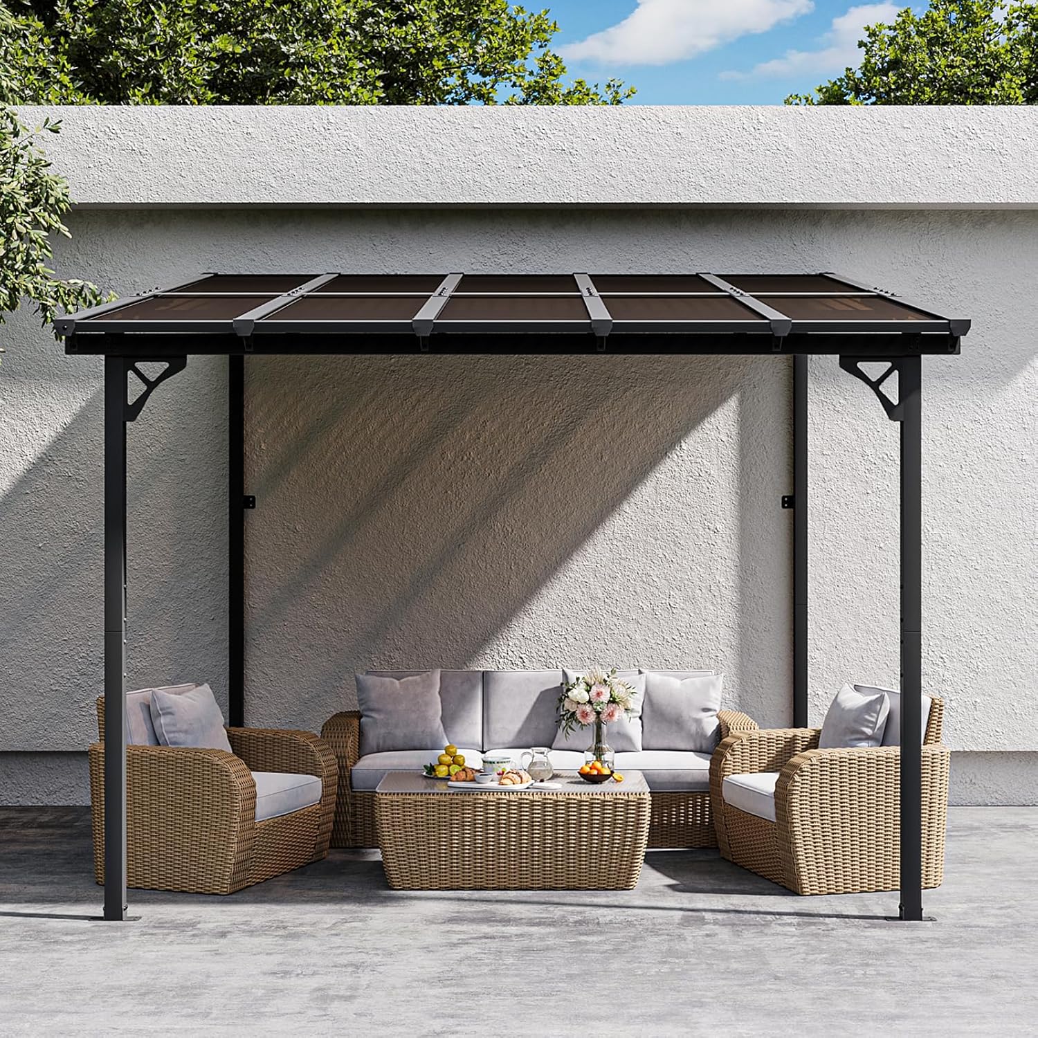 Polycarbonate Wall Mounted Lean To Gazebo