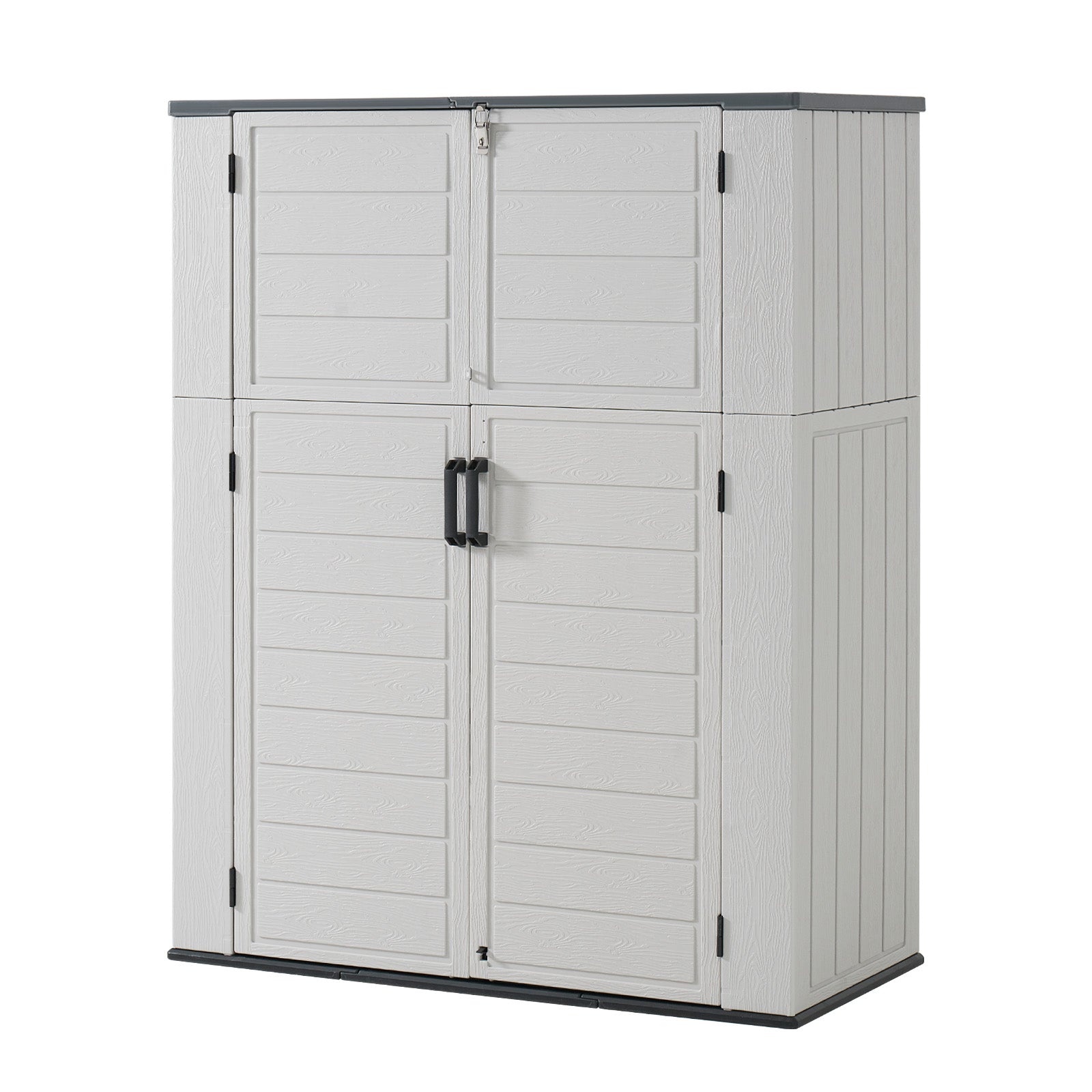 Aoxun 61 Cu.Ft Outdoor Storage Shed, Widened Outdoor Storage Cabinet Waterproof Vertical Resin Shed with Floor for Patio, Garden Tools, Pool Equipment, Easy to Assemble (White)