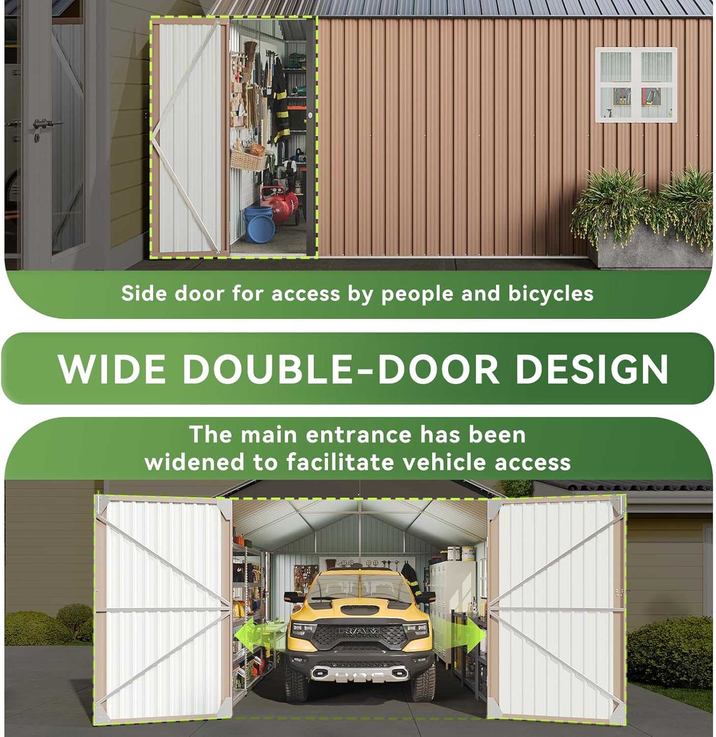 Aoxun 12x20x9.3 FT Shed Outdoor Metal Garage Shed 1700 CUFT Extra Larg