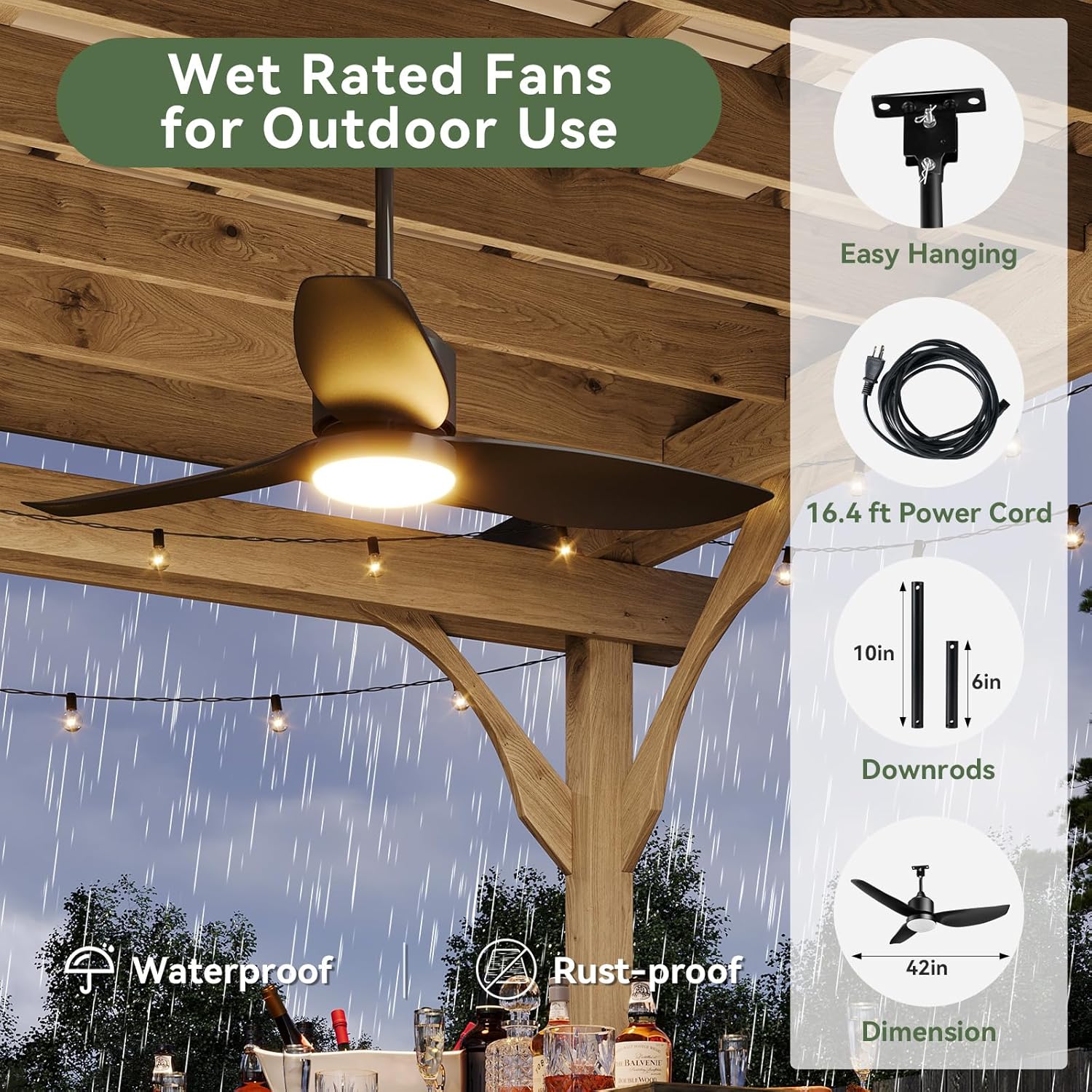 Gazebo Ceiling Fans with Lights and Remote