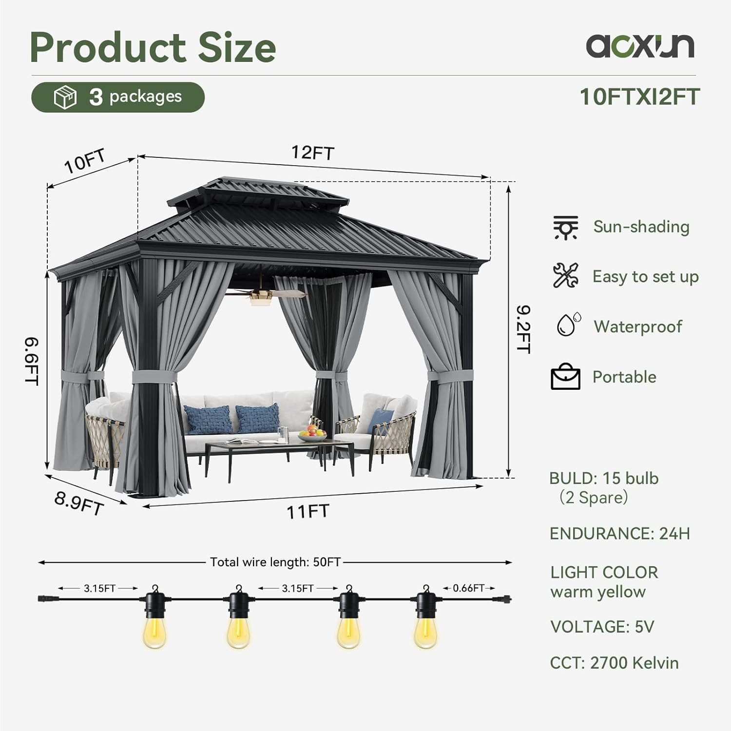 Hardtop Gazebo with Rain Gutter