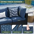 10 Piece Patio Furniture Set Wicker Rattan Patio Sectional Sofa Set Outdoor Seating Furniture with 4'' Thickened Cushion, Navy Blue (Include Waterproof Cover)