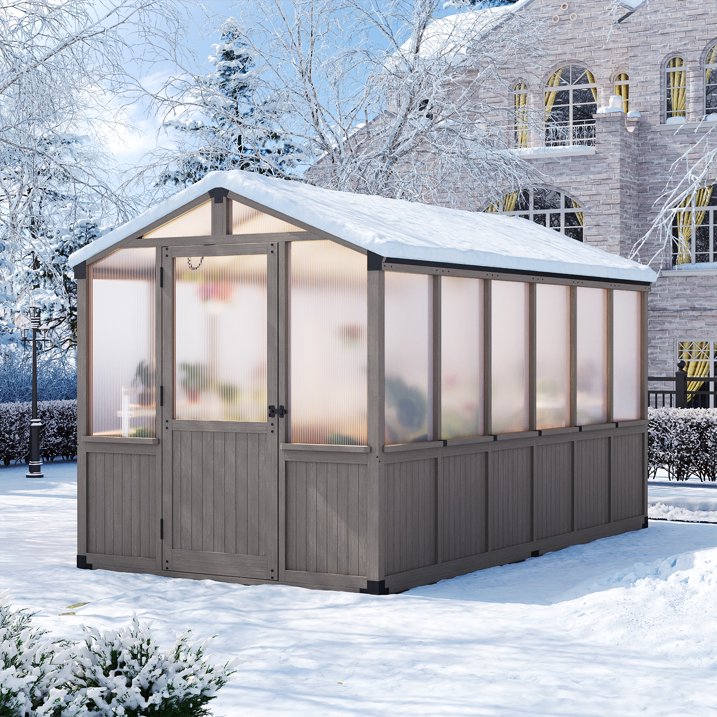 AOXUN 6' x 12' Outdoor Cedar Wood Greenhouse, Walk-in Greenhouse with Adjustable Roof Vent and Lockable Door