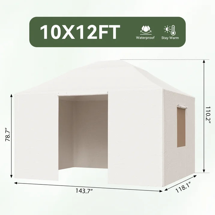 Aoxun Winter Cover 16' x 12' for Hardtop Gazebos,Outdoor Gazebo Cover with Sidewalls and Mesh Windows, All Season Waterproof Enclosed Canopy Covers, White(Gazebo not Included)