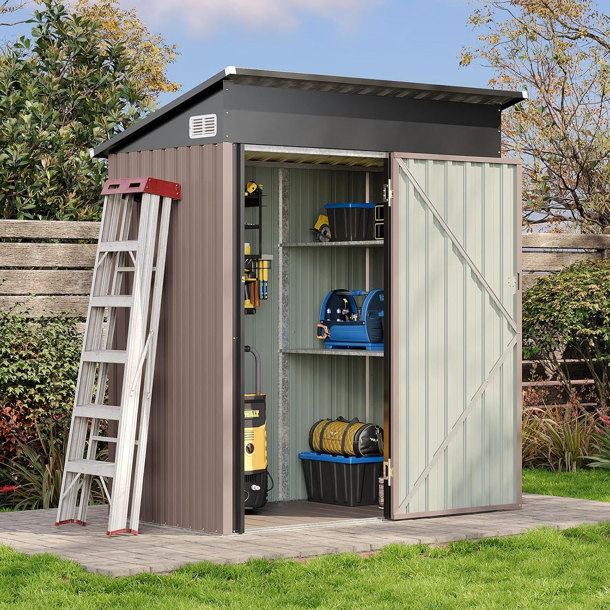 5' x 3' Metal Storage Shed with Floor