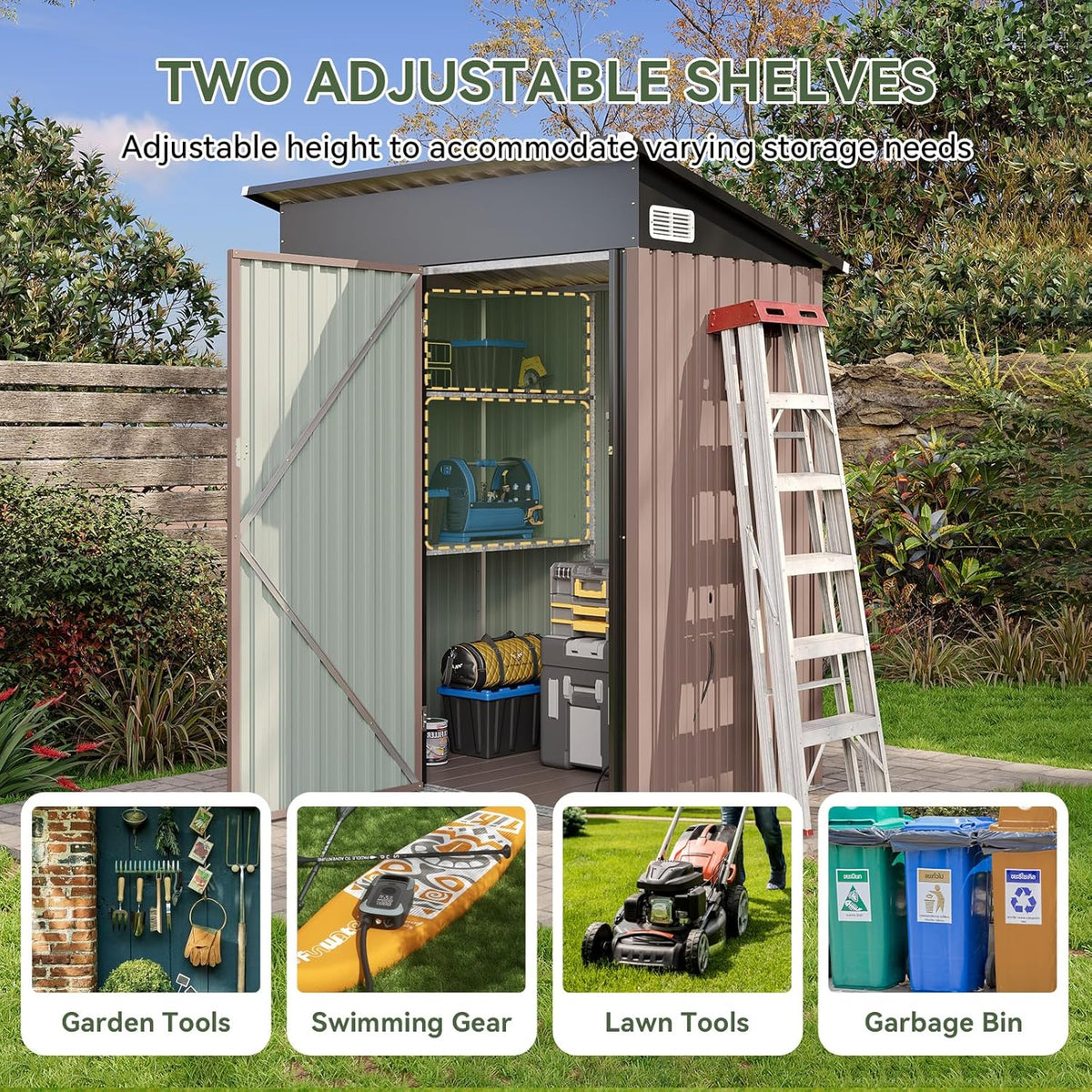 5' x 3' Metal Storage Shed with Floor - View 4