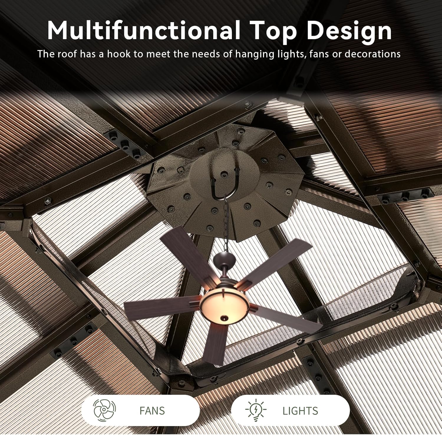 Polycarbonate Double Roof Hardtop Gazebo - Thumbnail 2