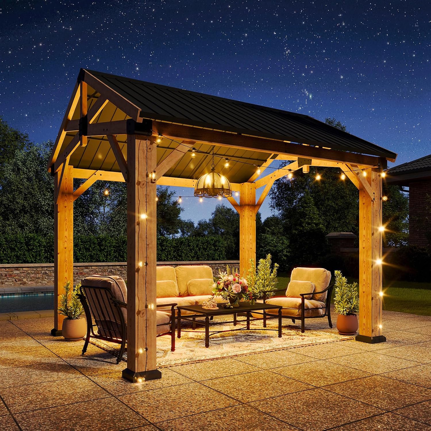 10' x 10' Wood Hardtop Gazebo - View 2