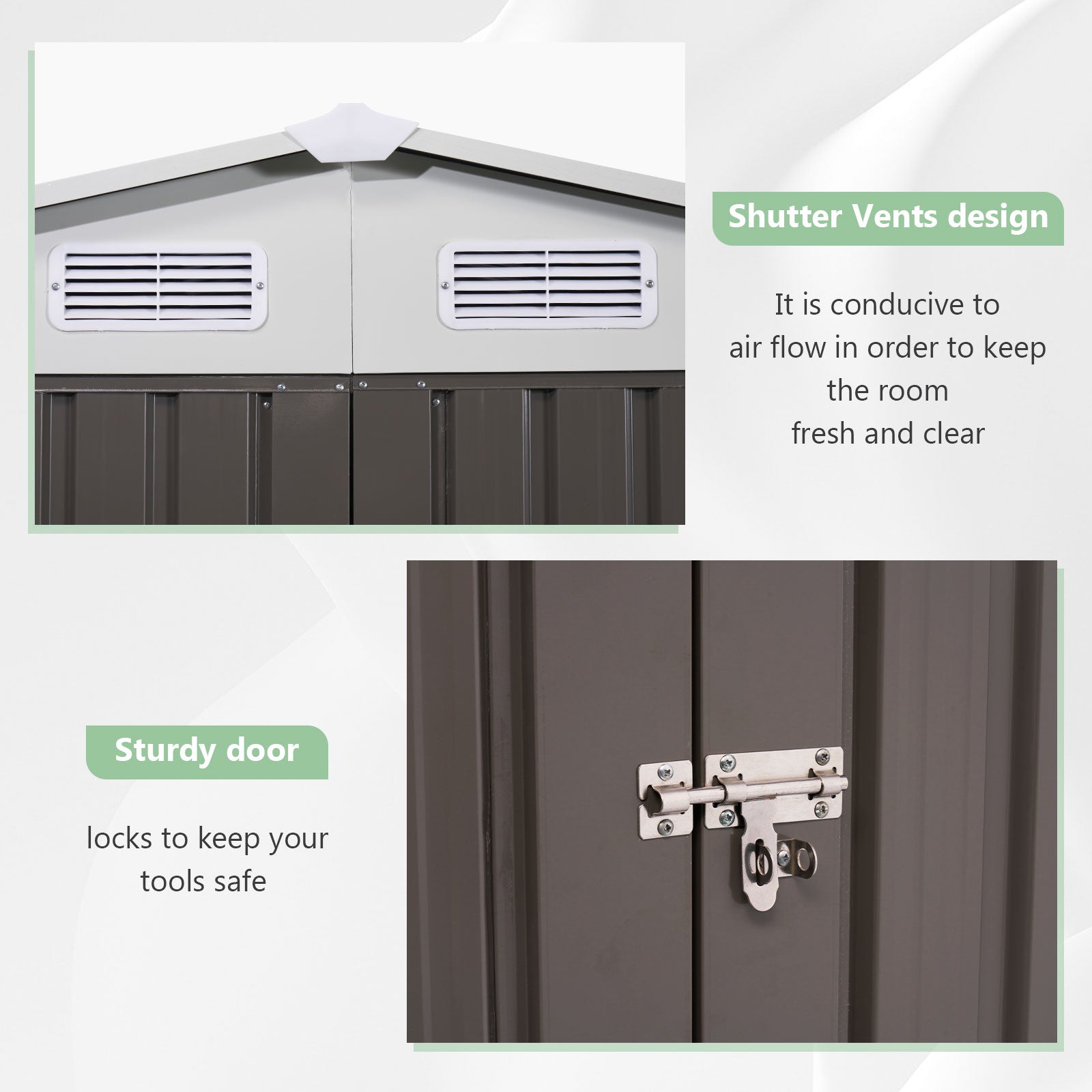 9.6' x 7.8' Outdoor Storage Shed, Metal Shed with Lockable Door & Air Vent for Backyard, Garden, Gray