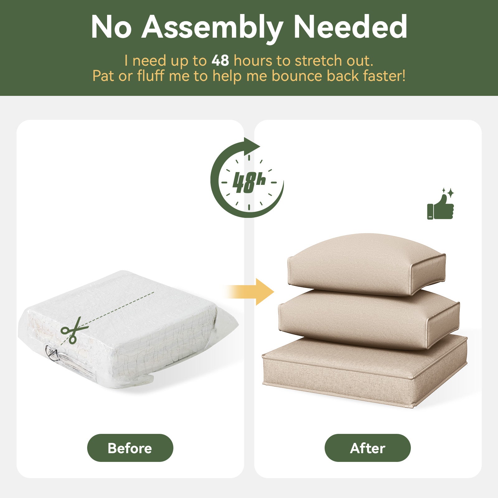 Aoxun 26" x 26" Patio Furniture Cushions for Outdoor Furniture Set of 4, Thick Replacement Patio Couch Cushions for Outdoor Furniture, 7-Piece Splashproof Fade Resistant Cushions for Outdoor Couch