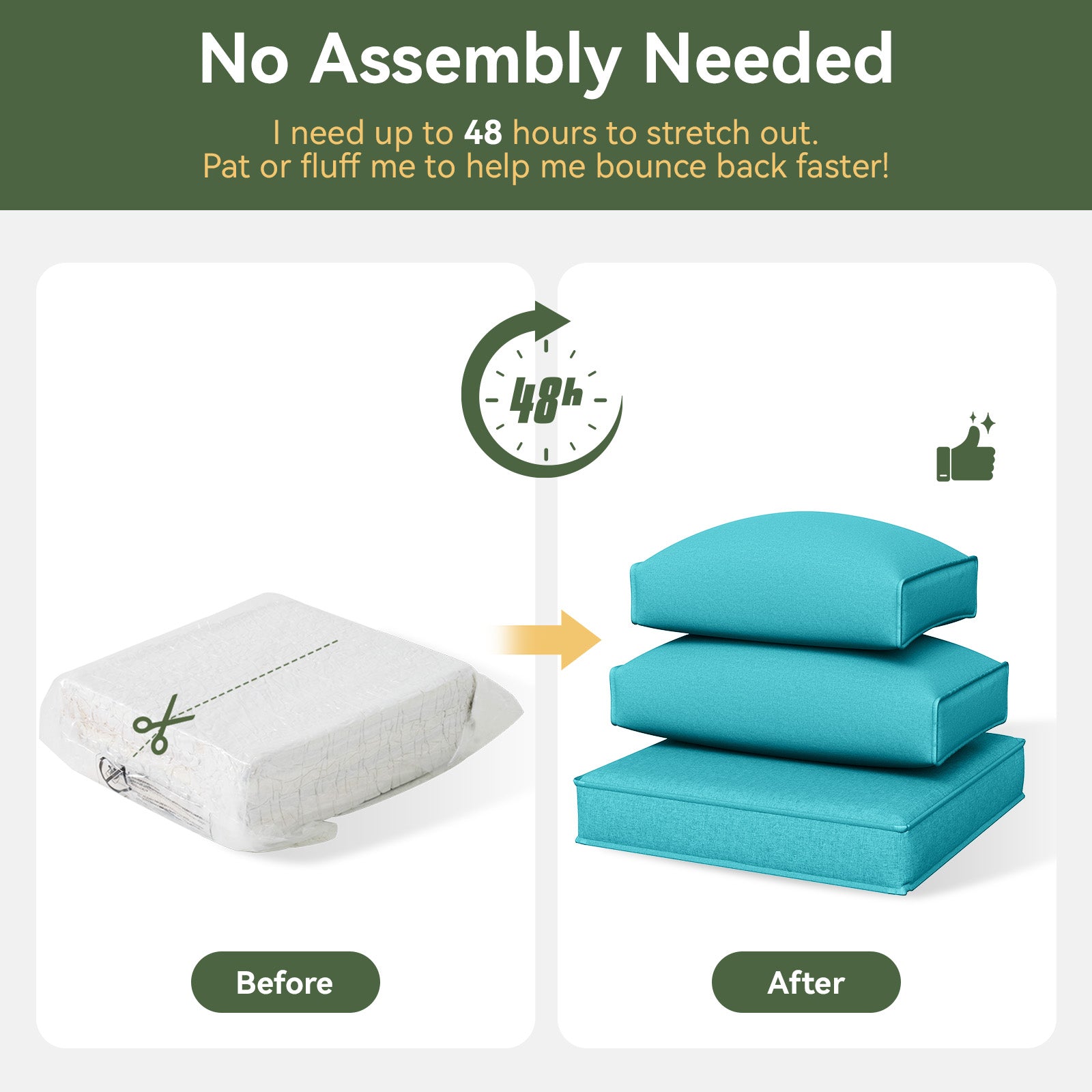 Aoxun 26" x 26" Patio Furniture Cushions for Outdoor Furniture Set of 4, Thick Replacement Patio Couch Cushions for Outdoor Furniture, 7-Piece Splashproof Fade Resistant Cushions for Outdoor Couch