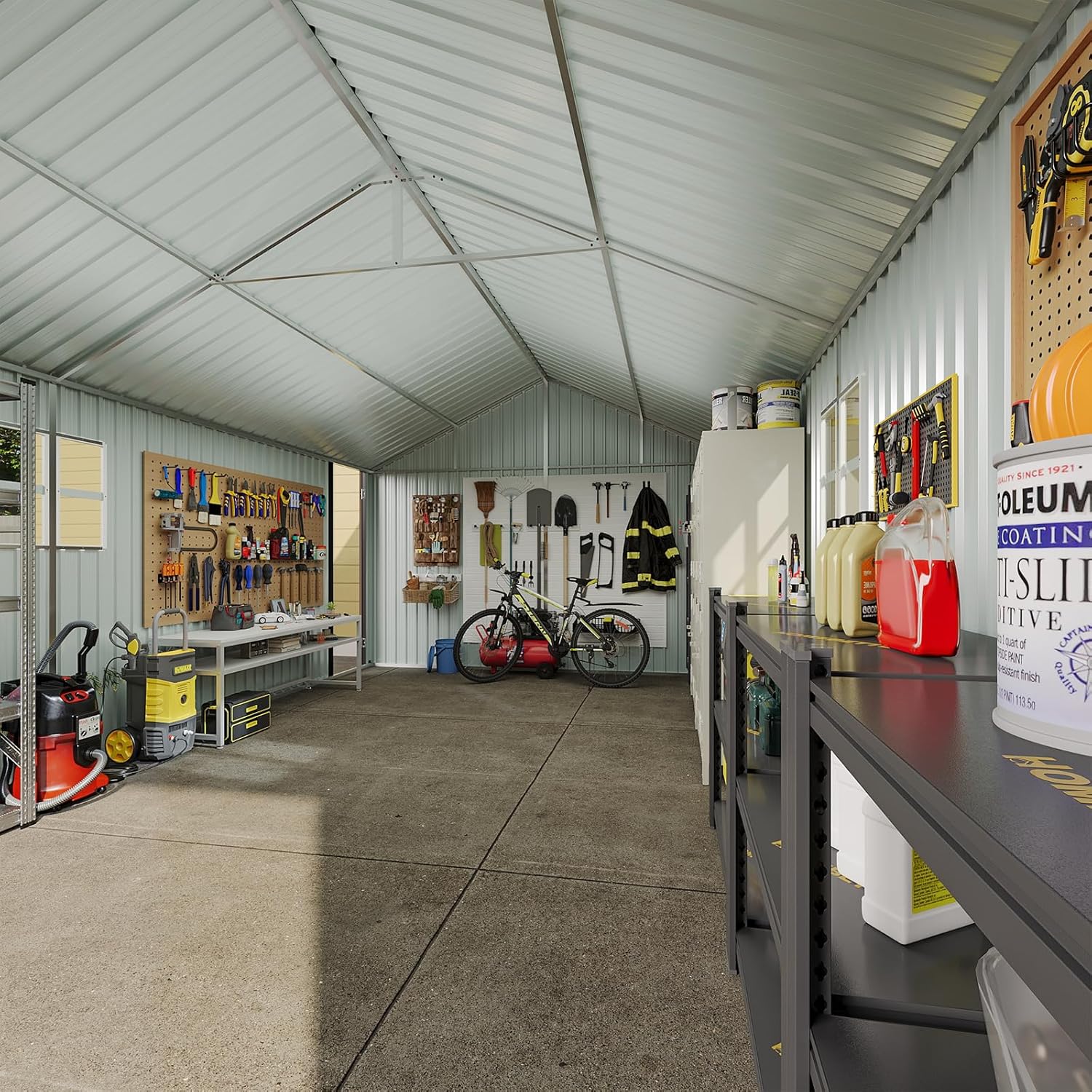 Aoxun 12x20x9.3 FT Shed Outdoor Metal Garage Shed 1700 CUFT Extra Large Storage Shed for Vehicles & Sundries 11" Snow Load Double-Door All-Weather Garden Shed (Brown)