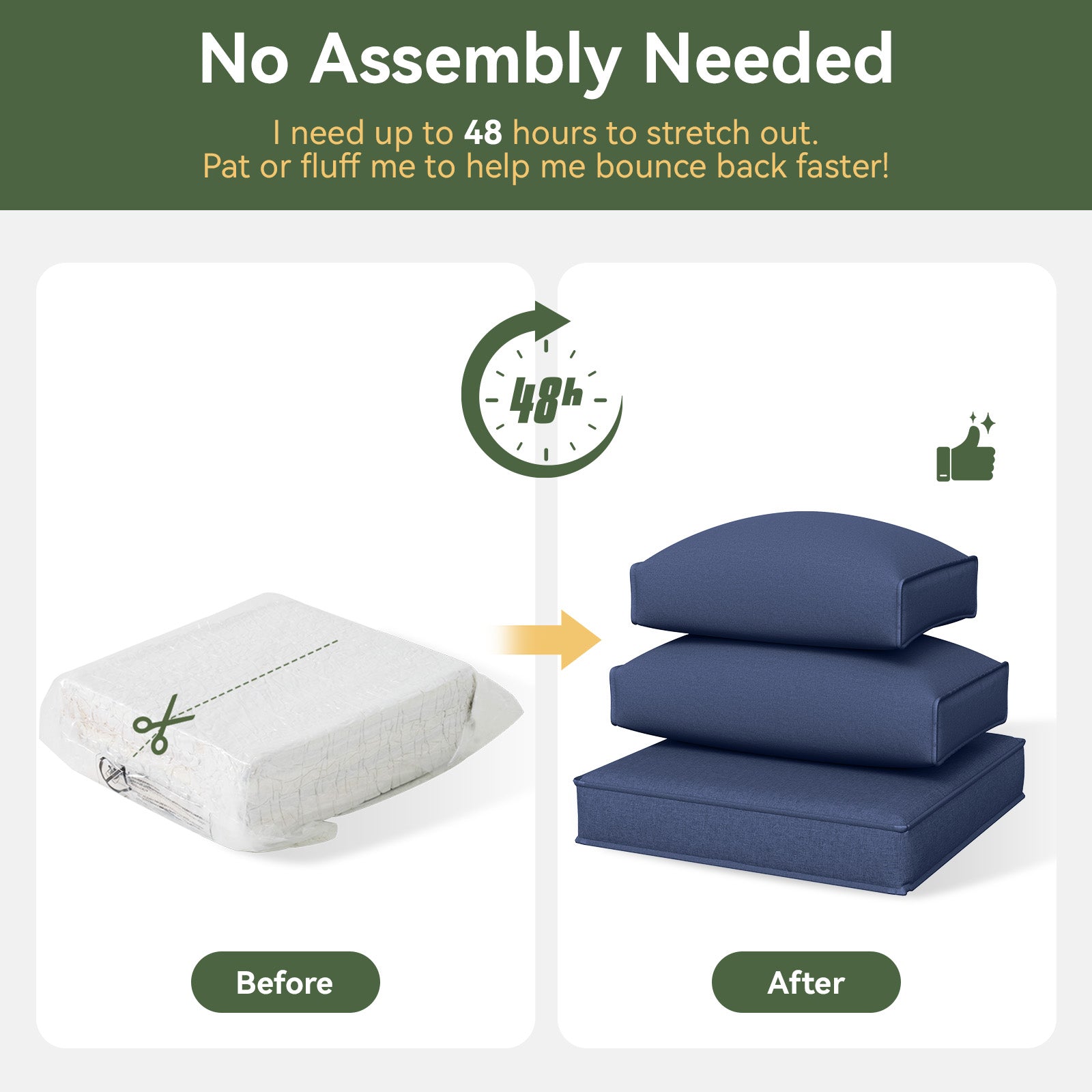 Aoxun 26" x 26" Patio Furniture Cushions for Outdoor Furniture Set of 4, Thick Replacement Patio Couch Cushions for Outdoor Furniture, 7-Piece Splashproof Fade Resistant Cushions for Outdoor Couch