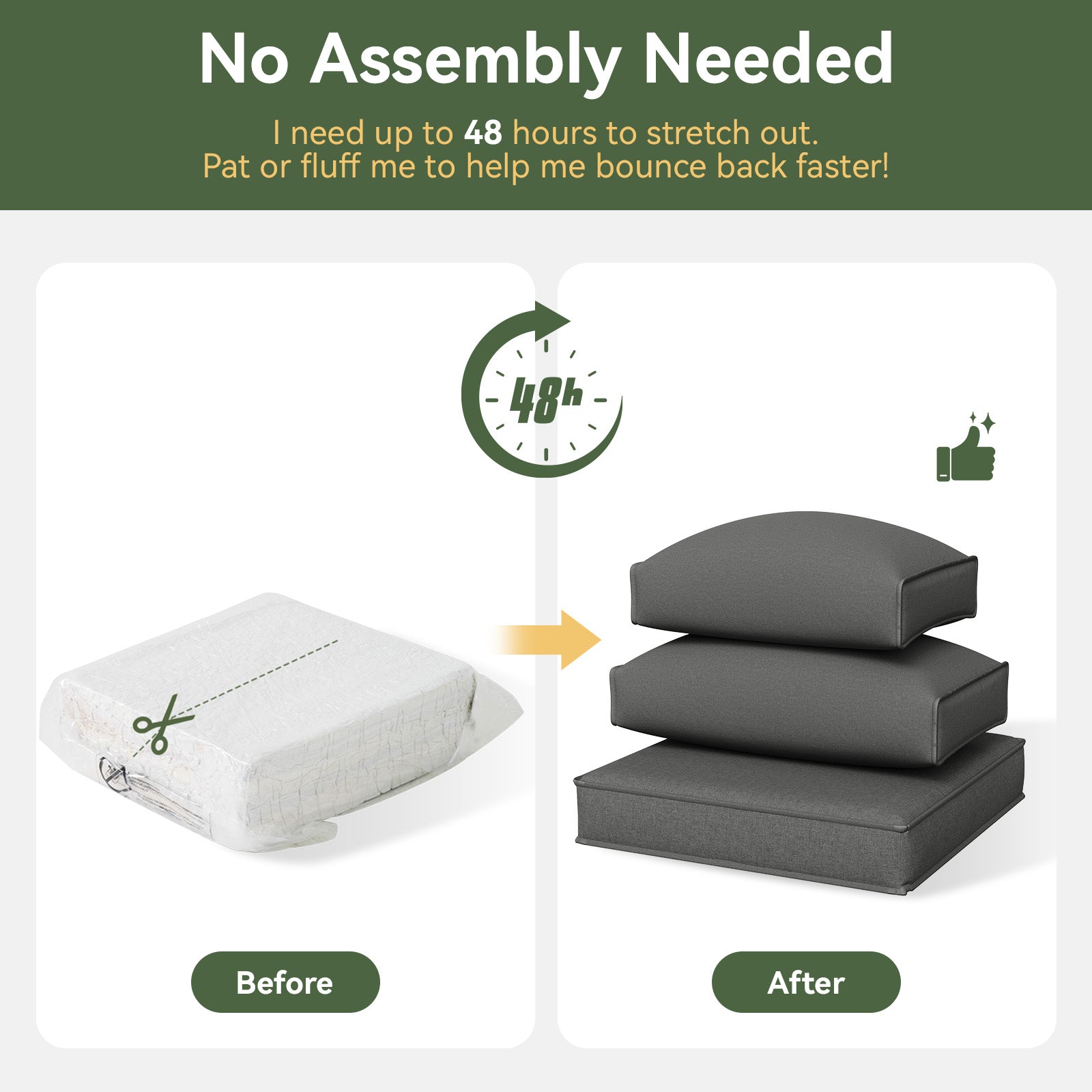 Aoxun 26" x 26" Patio Furniture Cushions for Outdoor Furniture Set of 4, Thick Replacement Patio Couch Cushions for Outdoor Furniture, 7-Piece Splashproof Fade Resistant Cushions for Outdoor Couch