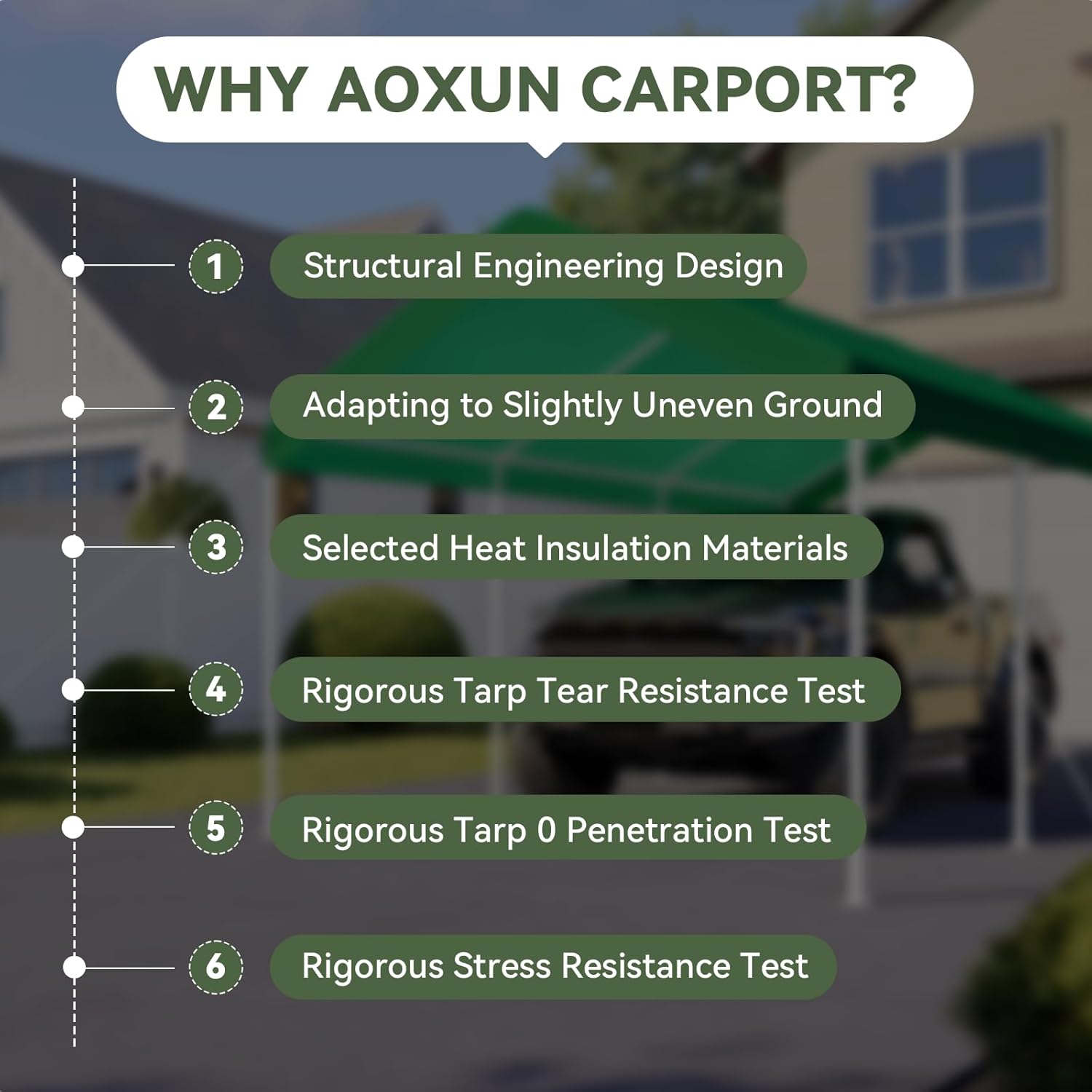 Aoxun 10x20 ft Heavy Duty Carport with Tarp & Wind Resistance Portable Carport Car Tent Outdoor Car Port with Tear Resistant Canopy, No Sidewall - Light Green