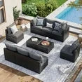 10 Piece Patio Furniture Set Wicker Rattan Patio Sectional Sofa Set Outdoor Seating Furniture with 4'' Thickened Cushion, Gray (Include Waterproof Cover)