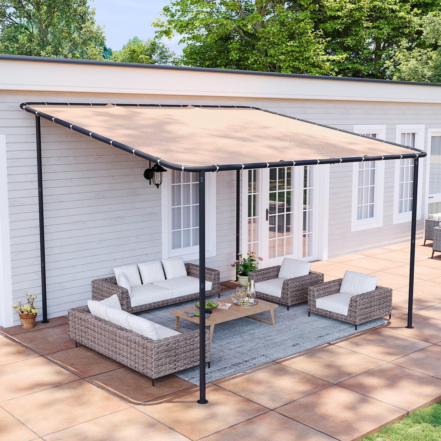 Aoxun 10x12 Lean to Gazebo Outdoor Pergola