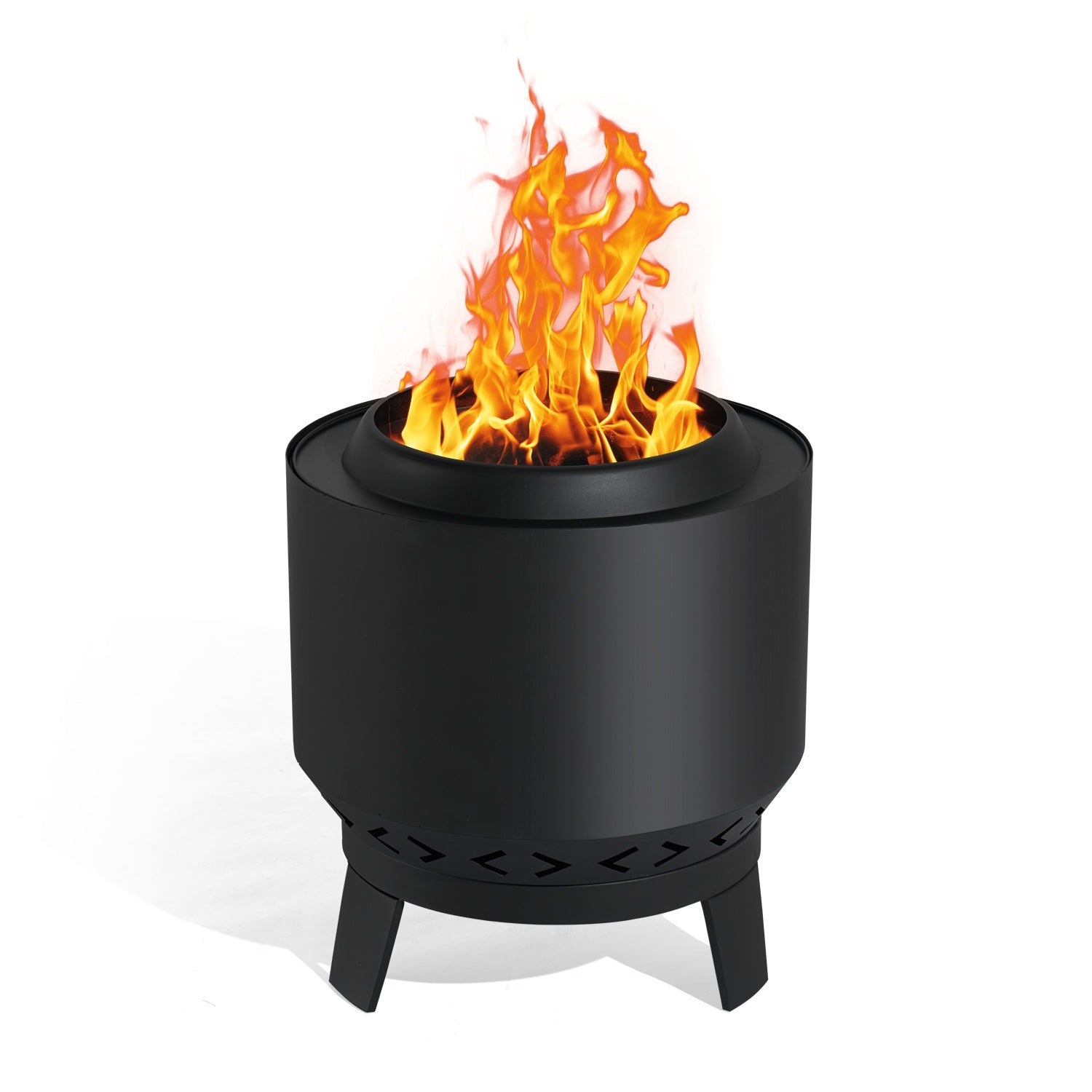 19 in Smokeless Fire Pits, Portable Burning Firepit with Removable Ash Pan& Waterproof Cover for Patio, Camping, Backyard, BBQ