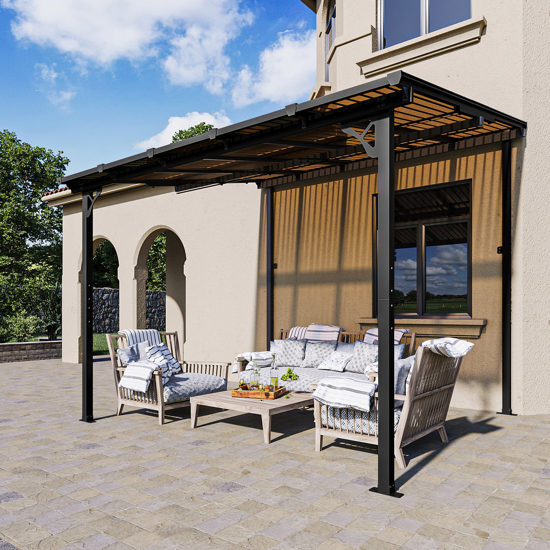 8' x 10' Gazebo for Patio, Large Wall-Mounted Heavy Duty Awnings, Gaze