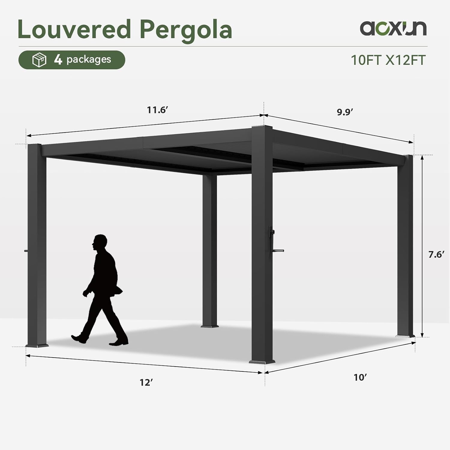 Aoxun 10' x 12' Louvered Pergola