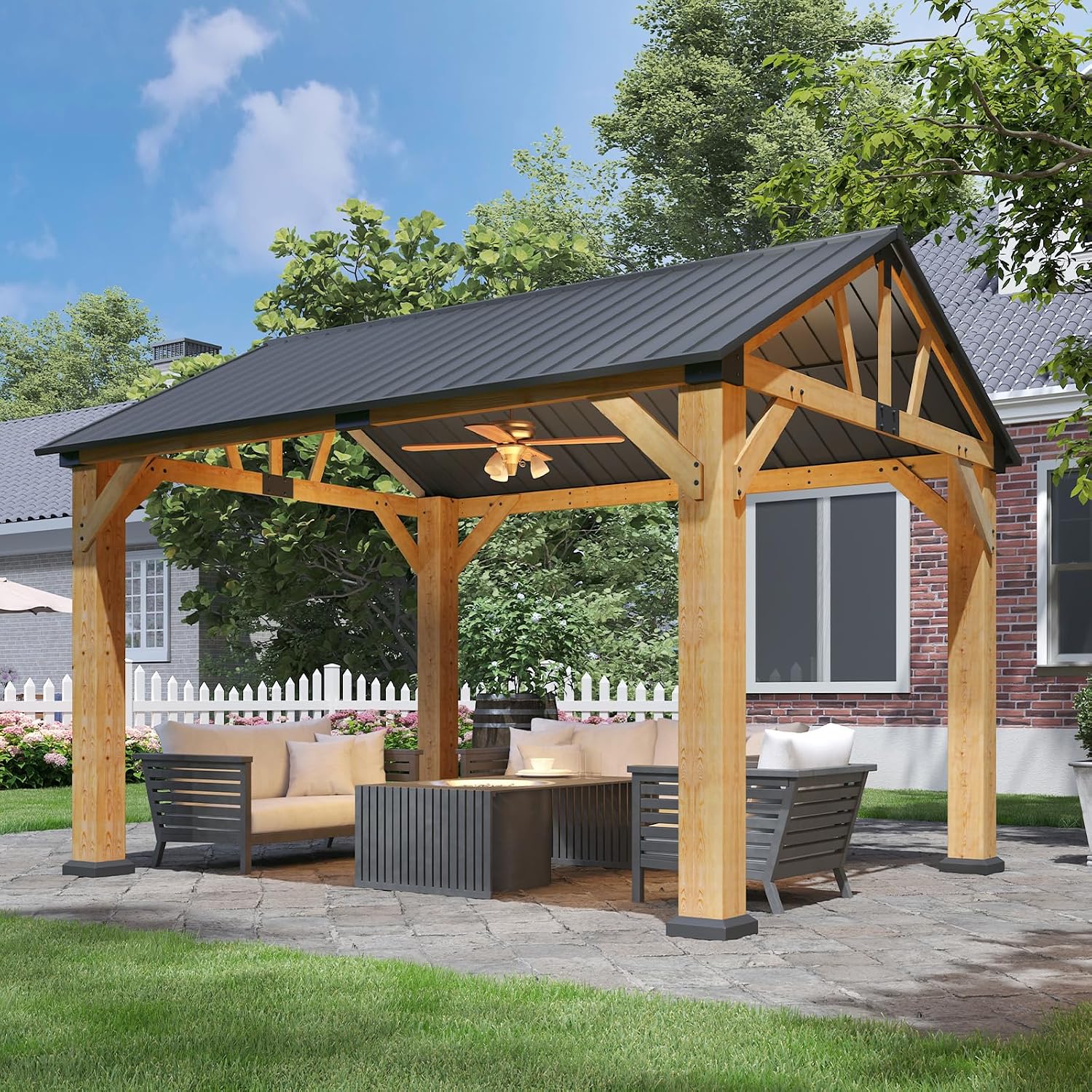 Aoxun 10' x 12' Wood Gazebo
