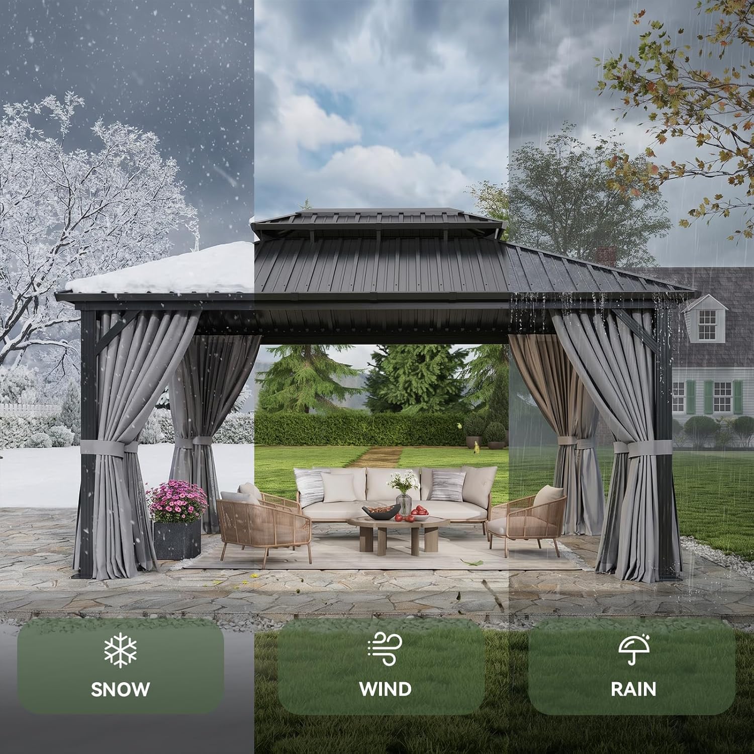 Aoxun 12Ft X 16Ft Hardtop Gazebo