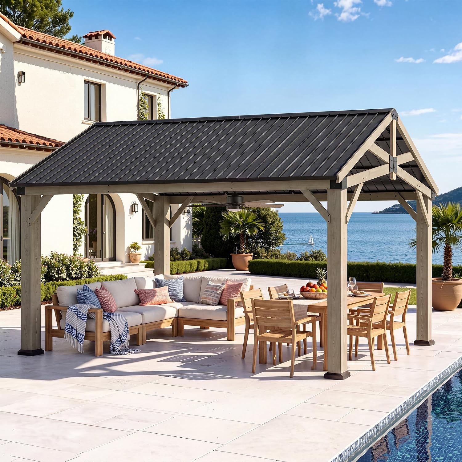 Aoxun 12' x 16' Wood Gazebo