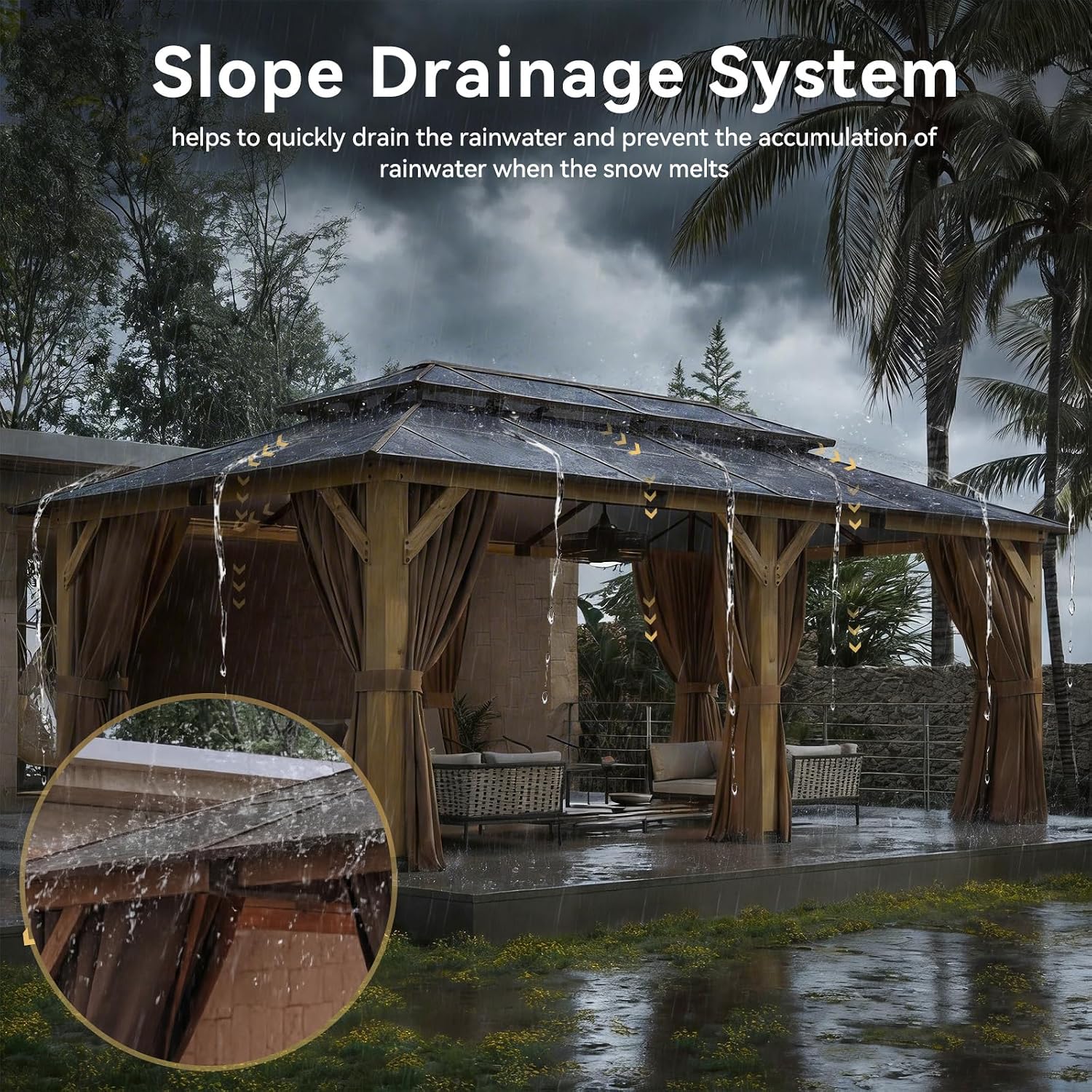 Aoxun 12' x 20' Wood Gazebo
