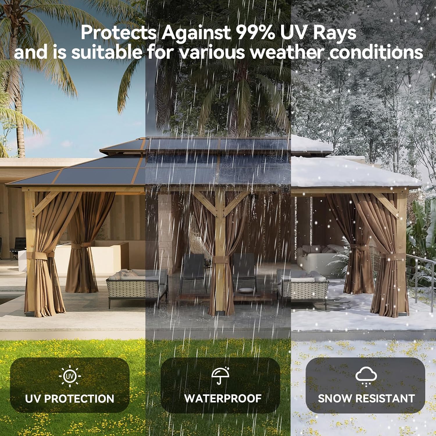 Aoxun 12' x 20' Wood Gazebo