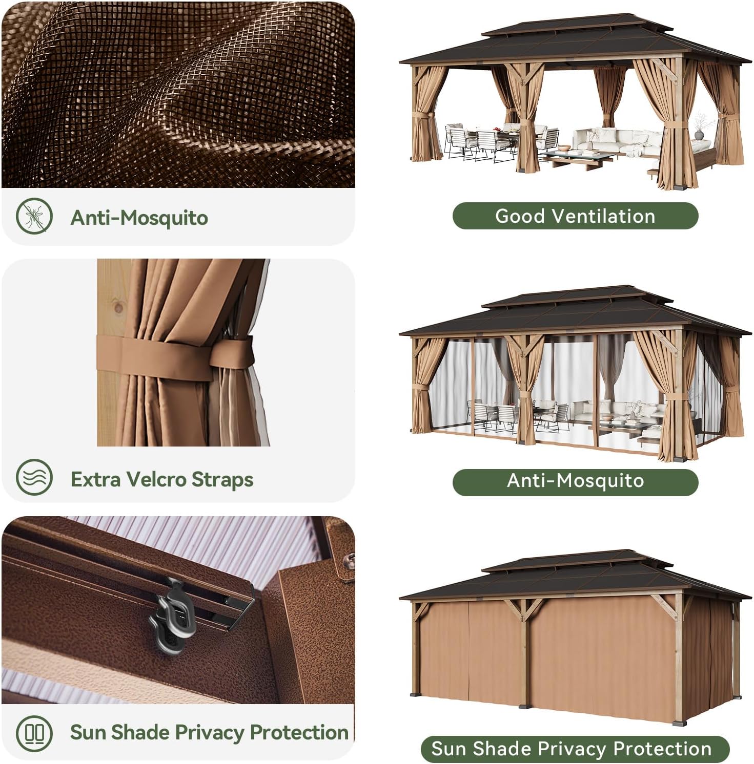Aoxun 12' x 20' Wood Gazebo