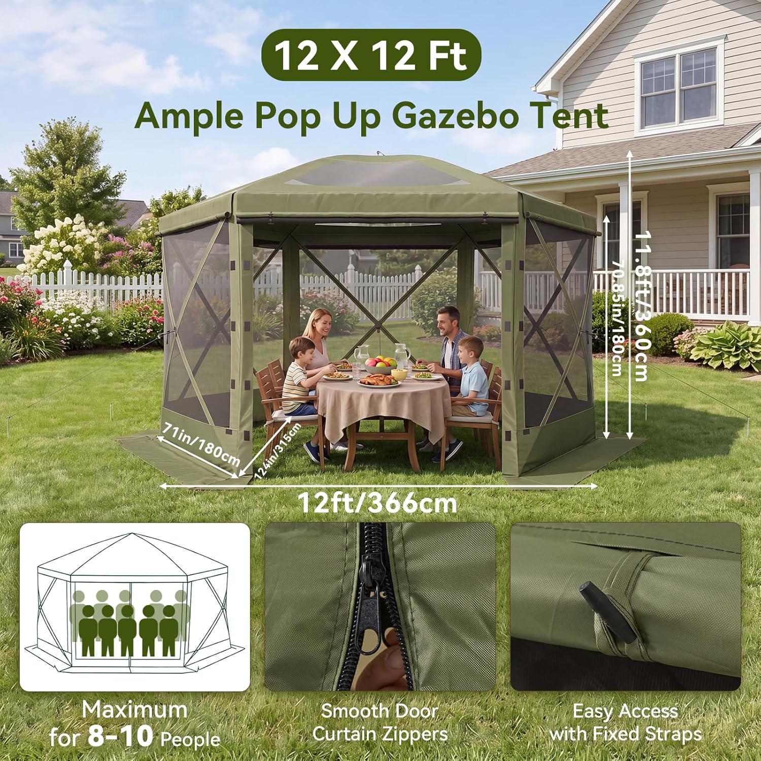 Aoxun 12x12ft Pop Up Canopy Tent