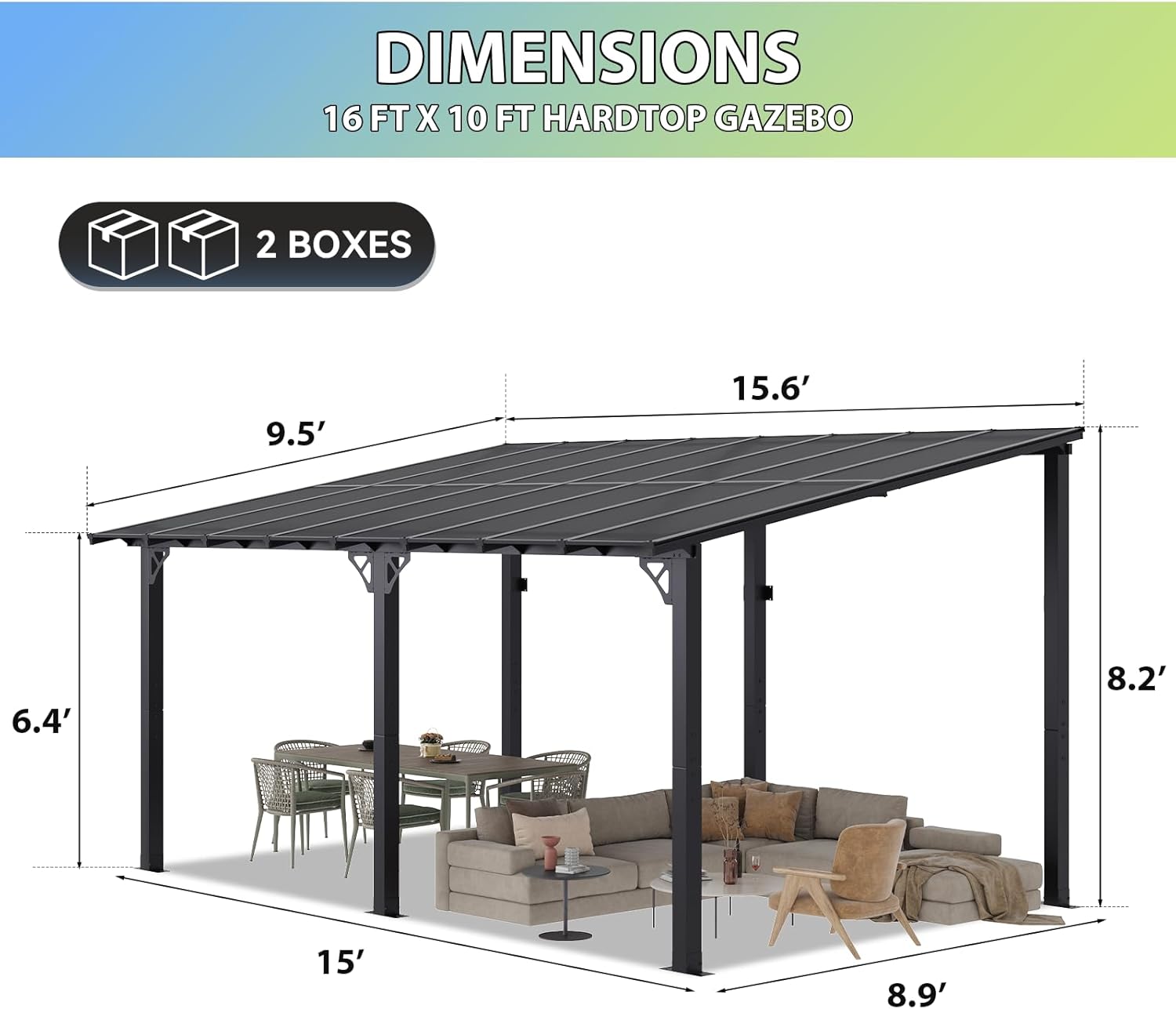 Aoxun 16'x 10' Premium Gazebo