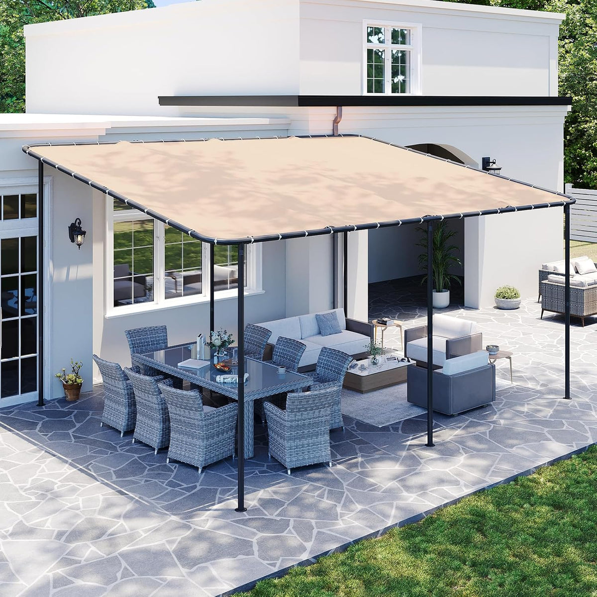 Aoxun 16x12 Lean to Pergola Outdoor Gazebo