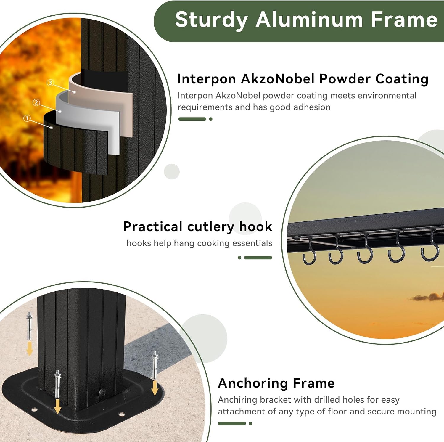 Aoxun 5 x 8FT Grill Hardtop Gazebo