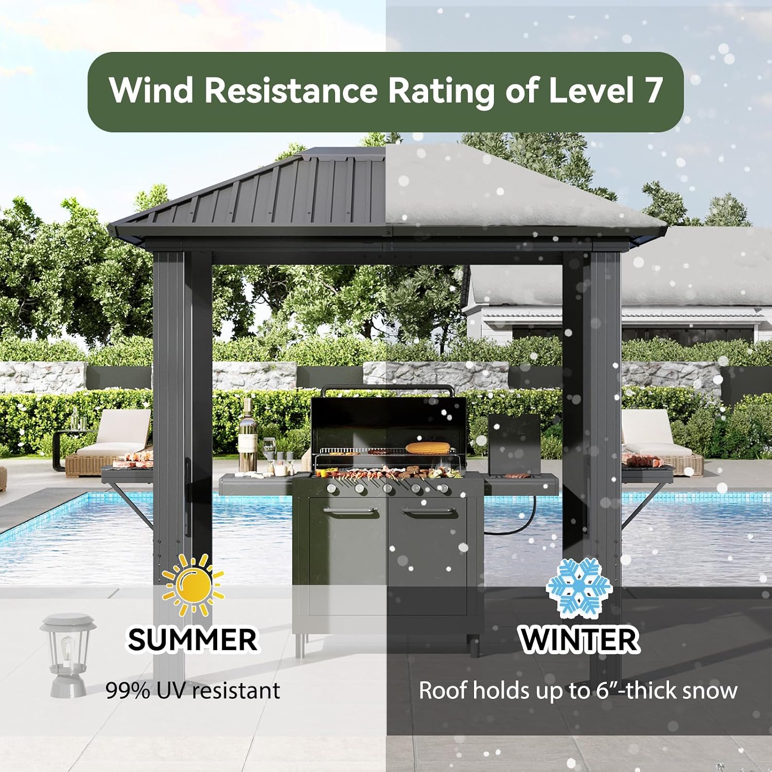 Aoxun 5 x 8FT Grill Hardtop Gazebo