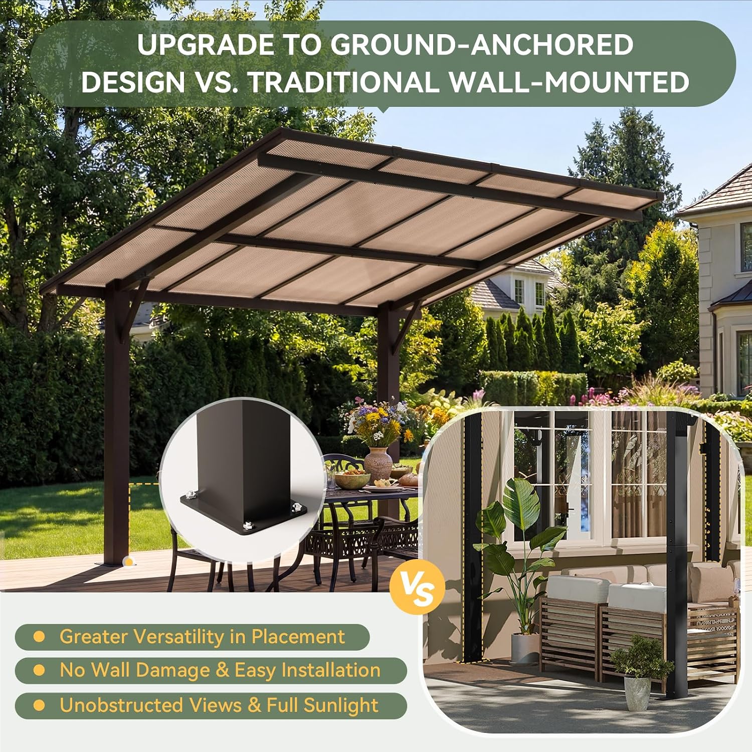 Aoxun Pergola Waterproof UV Resistant