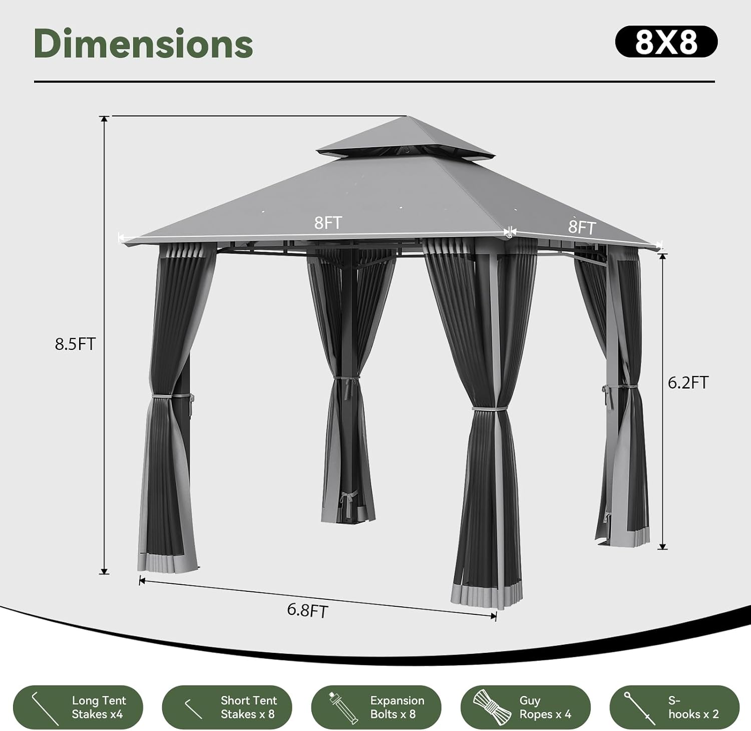 Aoxun 8'x8' Gazebo