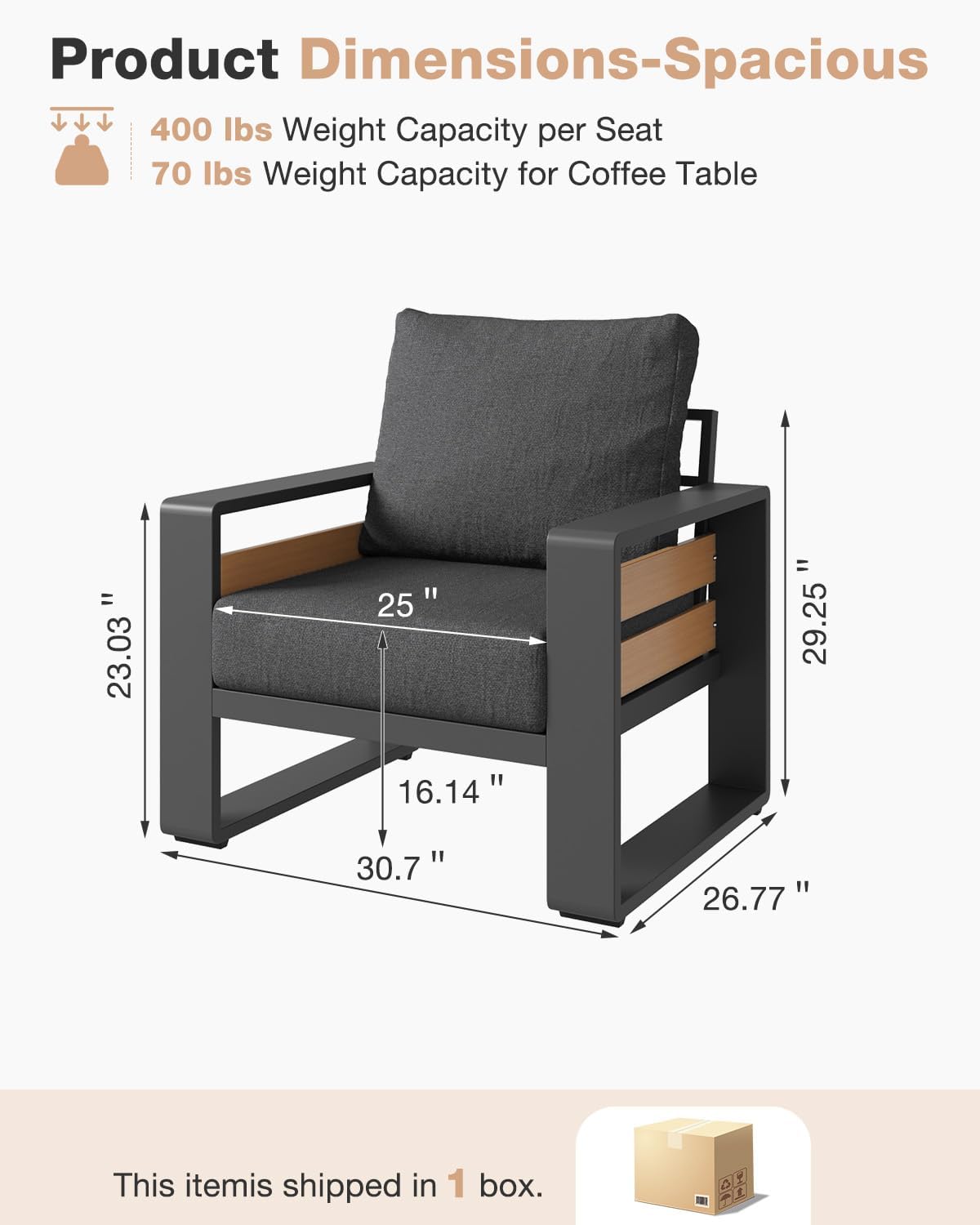 Aoxun Aluminum Patio Furniture Set