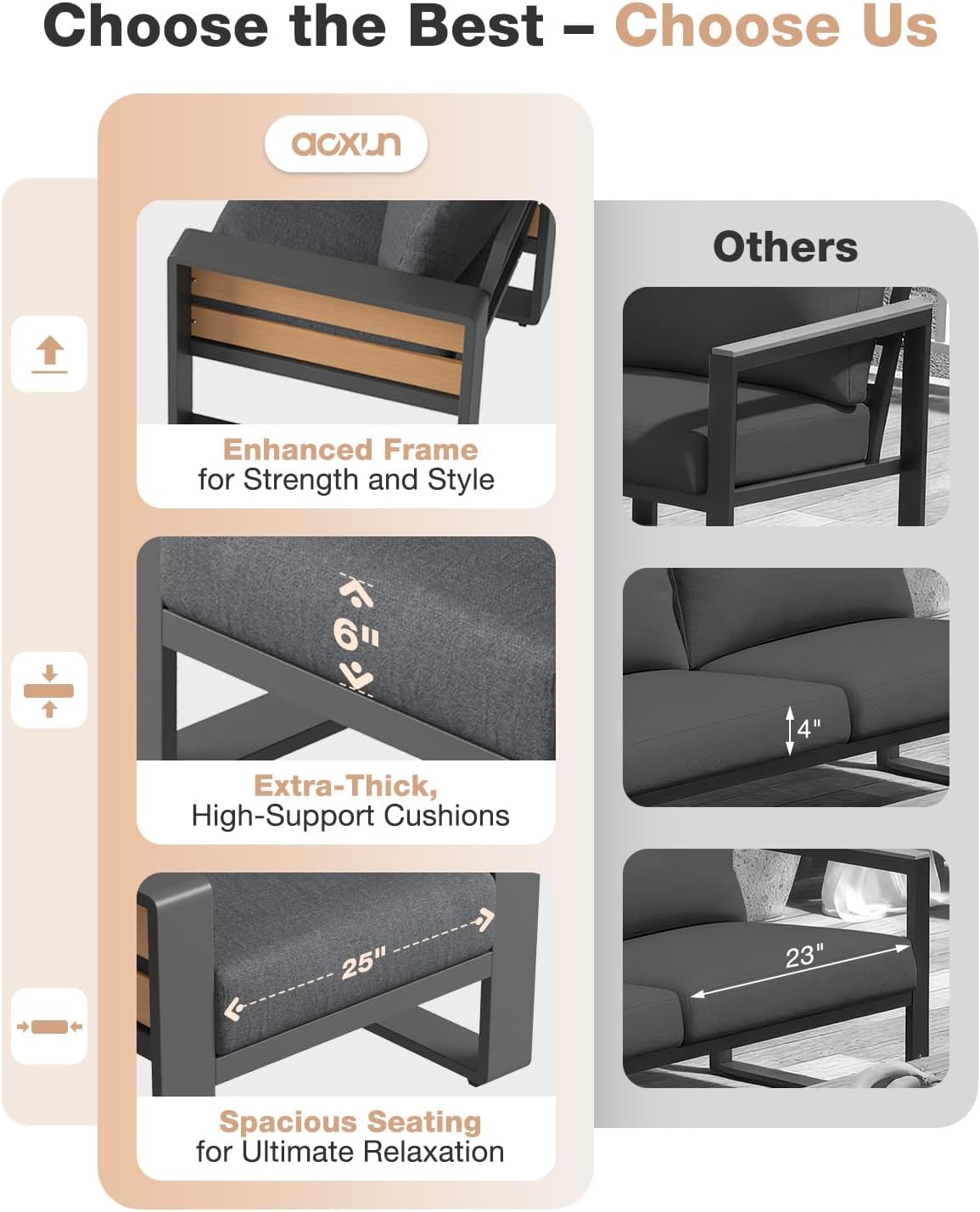 Aoxun Aluminum Patio Furniture Set
