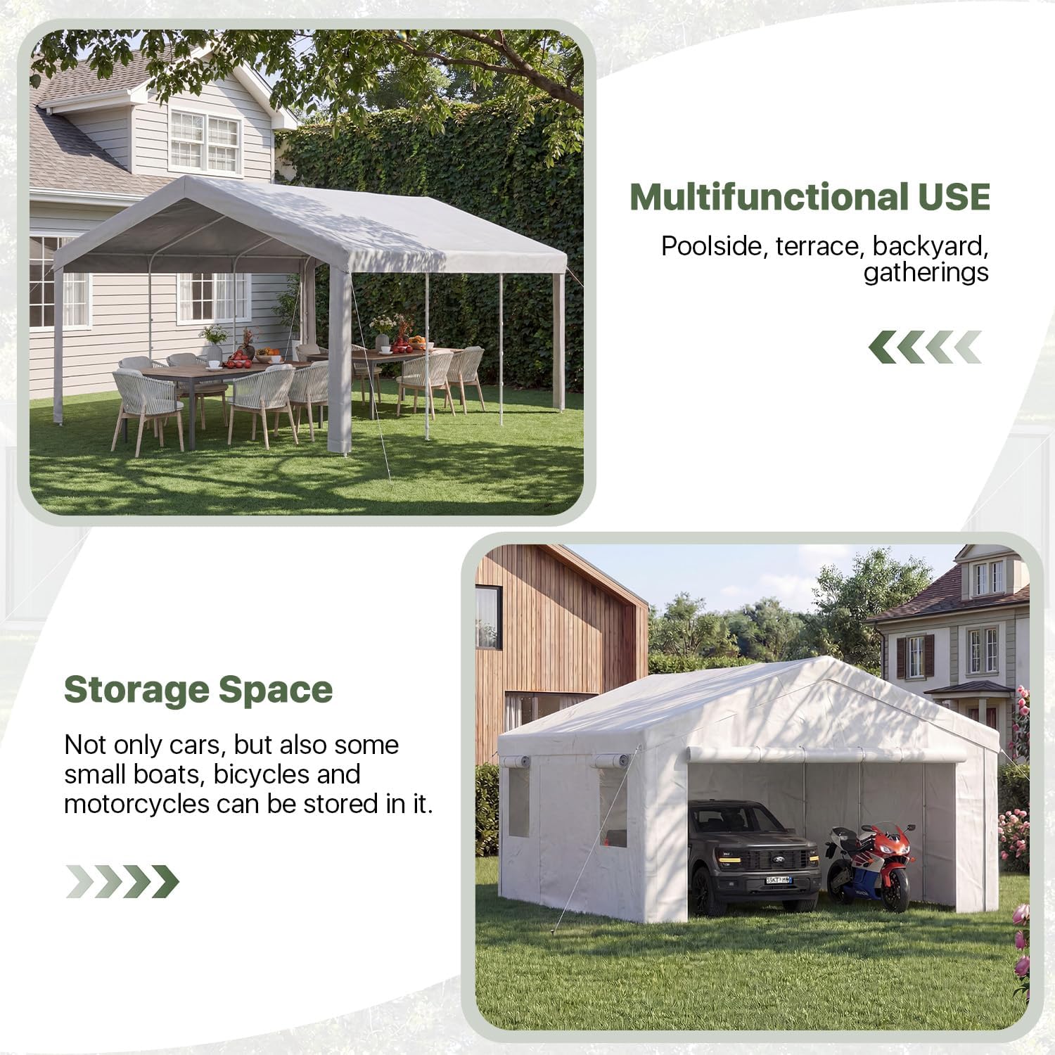 Aoxun Carport 12x20 Heavy Duty Carport