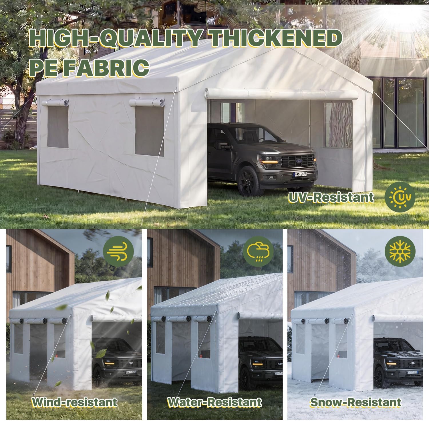 Aoxun Carport 12x20 Heavy Duty Carport