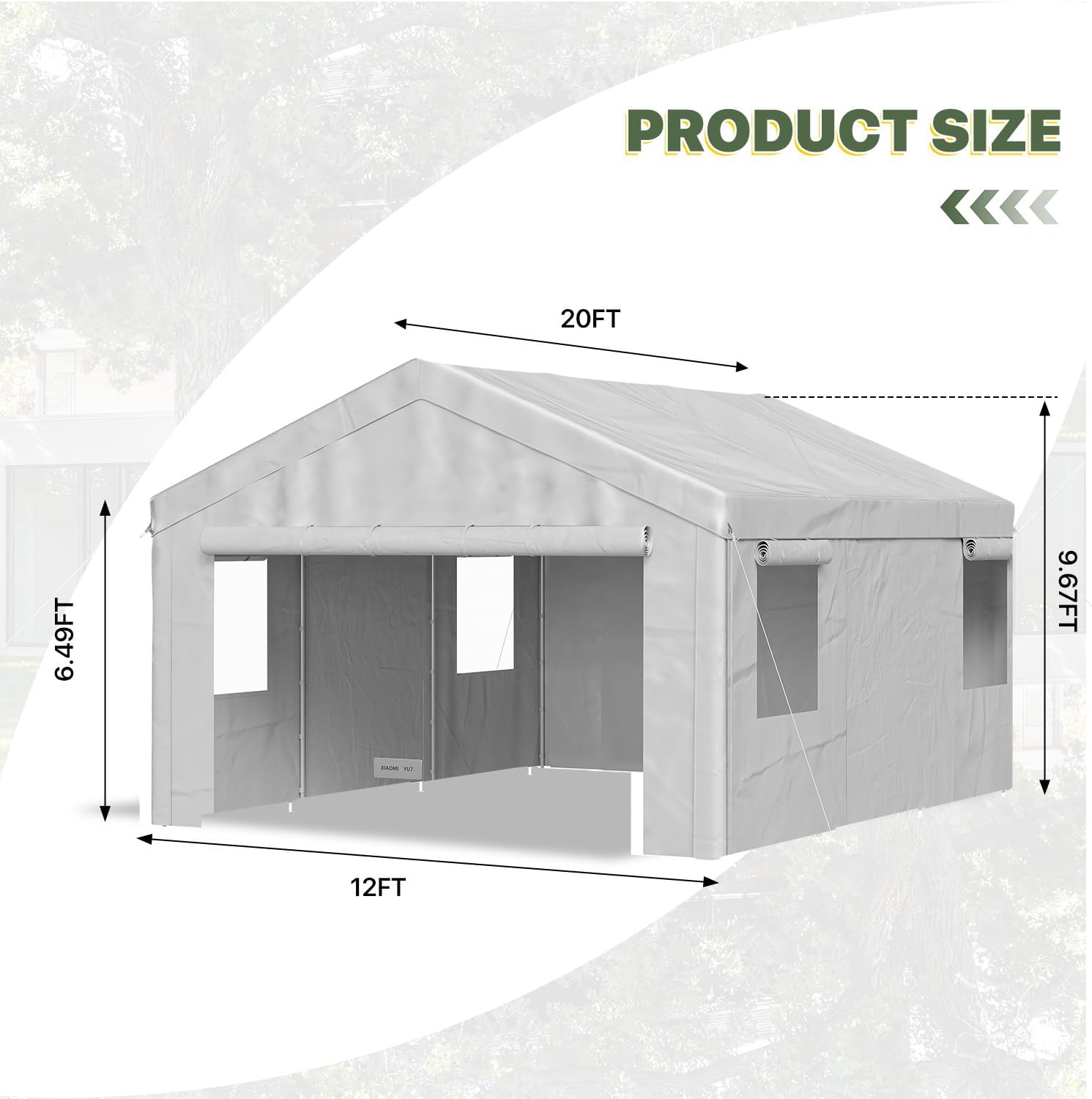 Aoxun Carport 12x20 Heavy Duty Carport