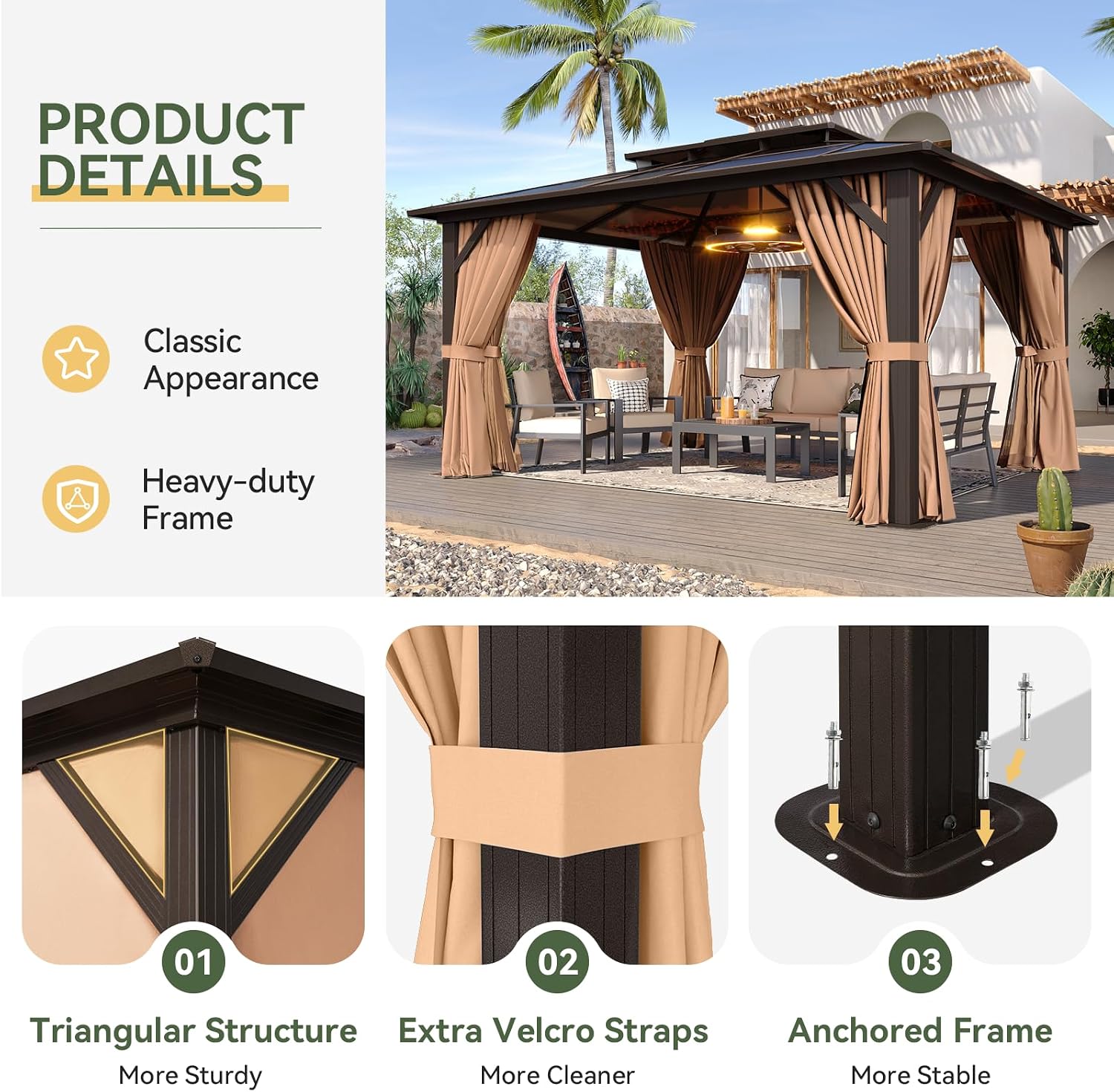 Aoxun 12'x10' Hardtop Gazebo
